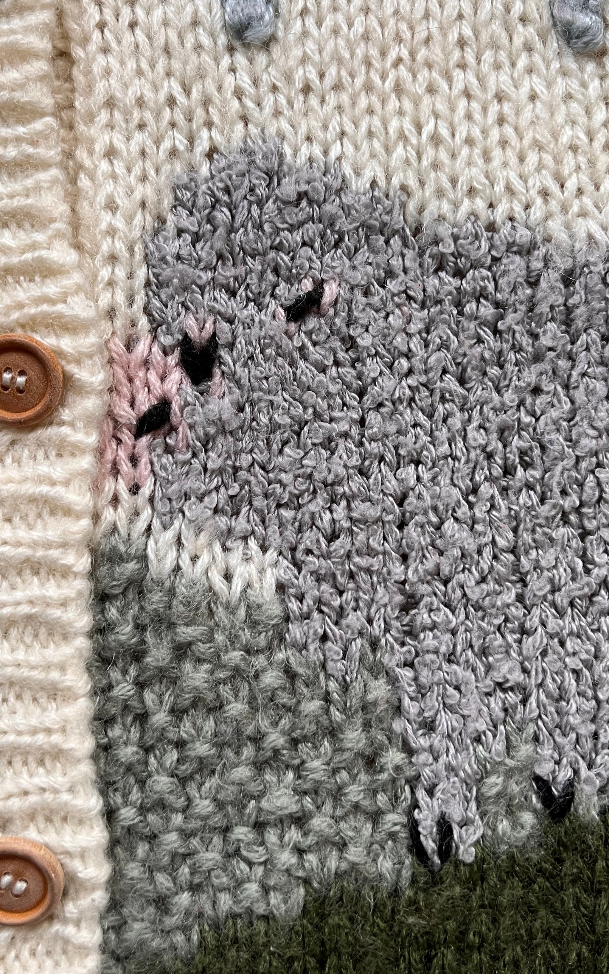 Cardigan vintage fatto a mano in pecora