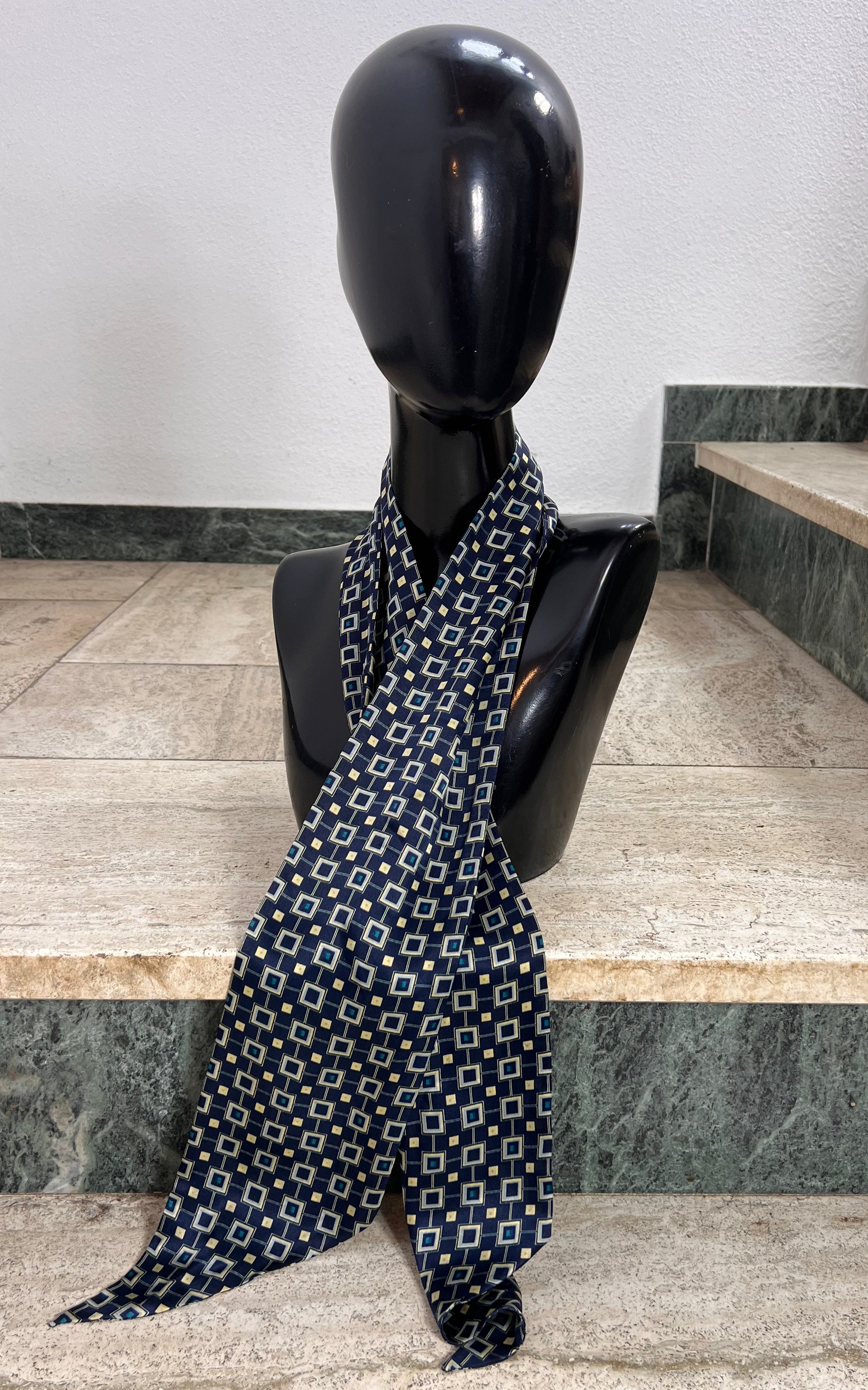 Vintage Geometric Silk Skinny Scarf