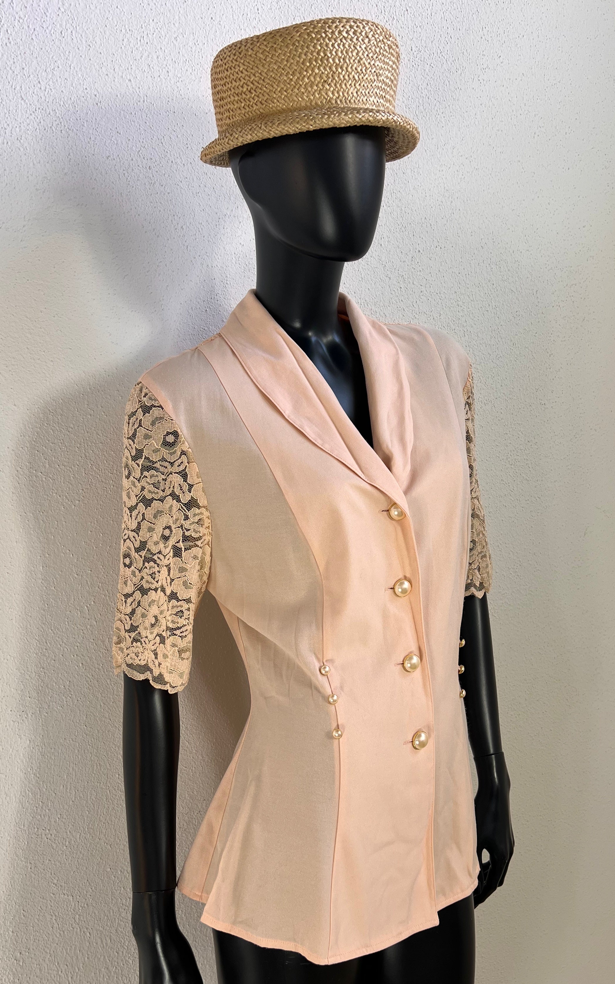 Vintage Soft Pink Lace Blouse
