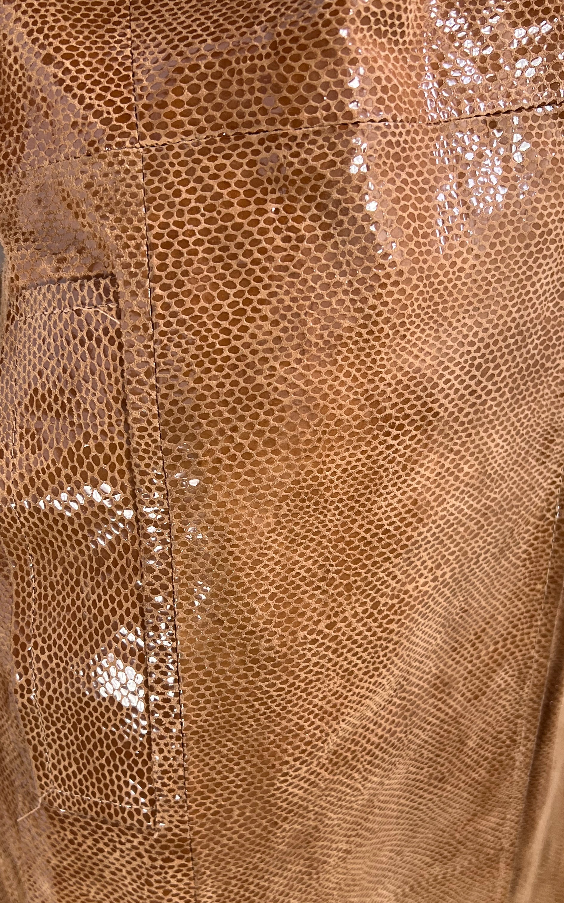 Vintage Shiny Real Leather Coat