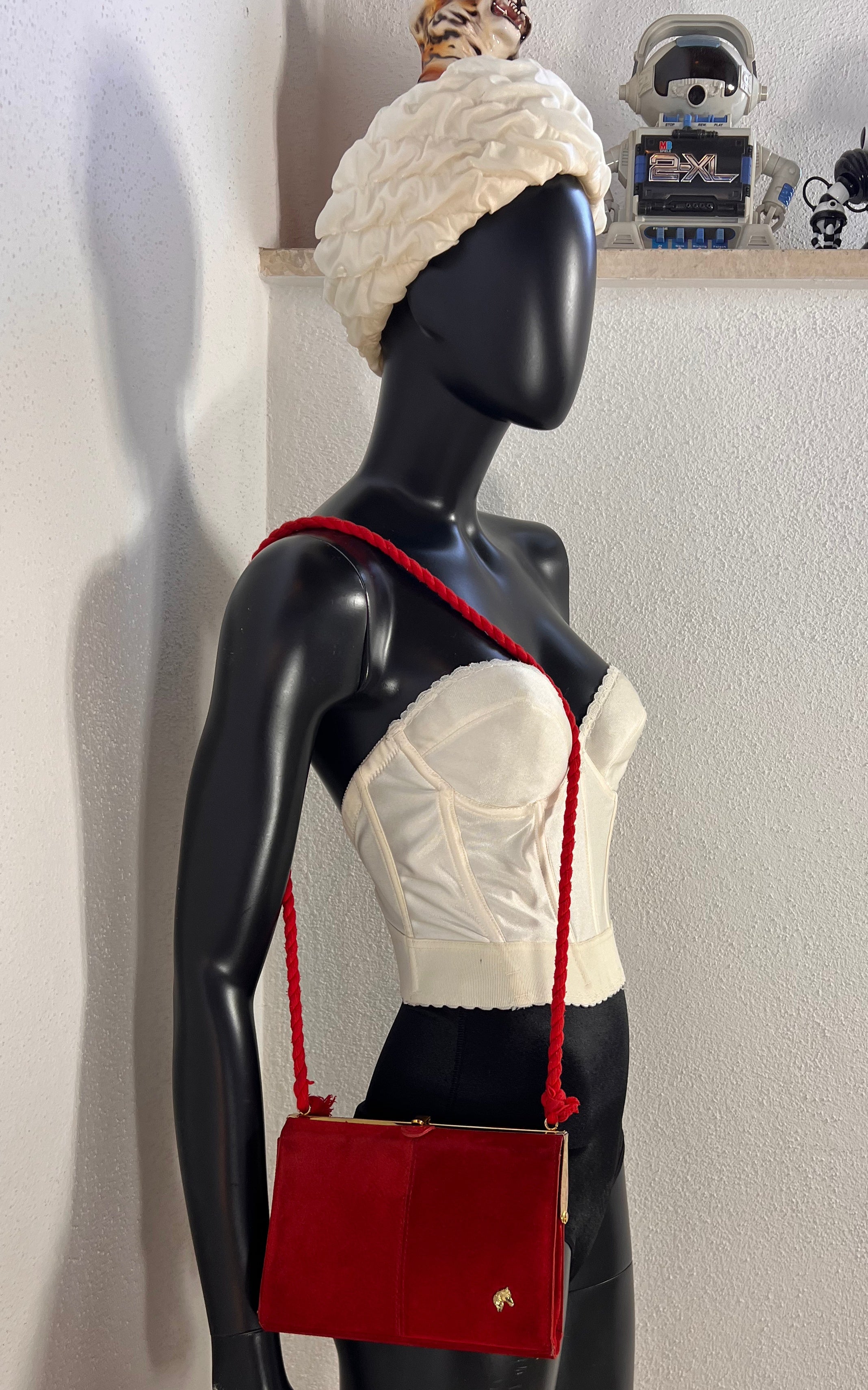 Vintage Red Suede Pony Bag