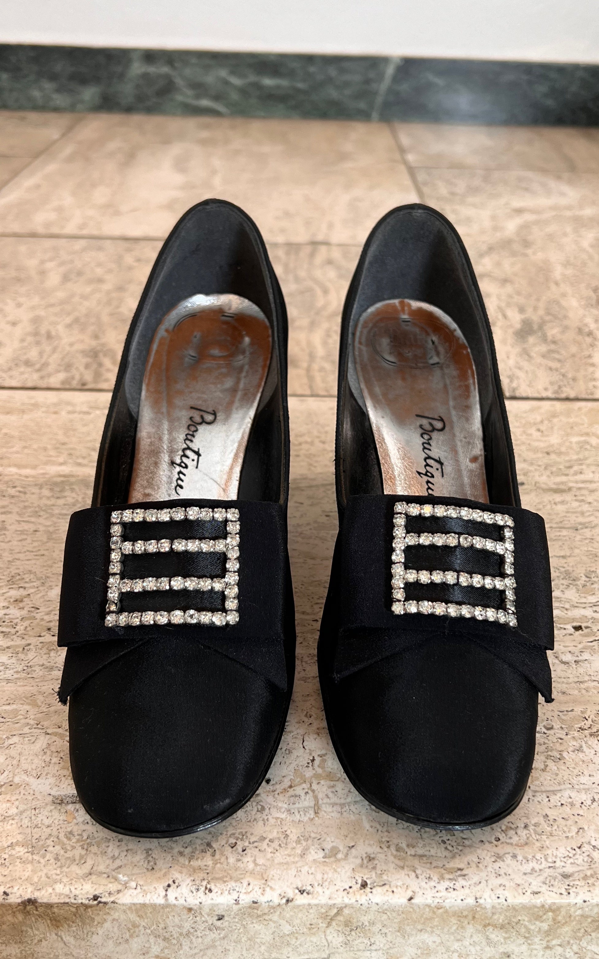 Mules vintage in raso Bally England anni '60, taglia 37