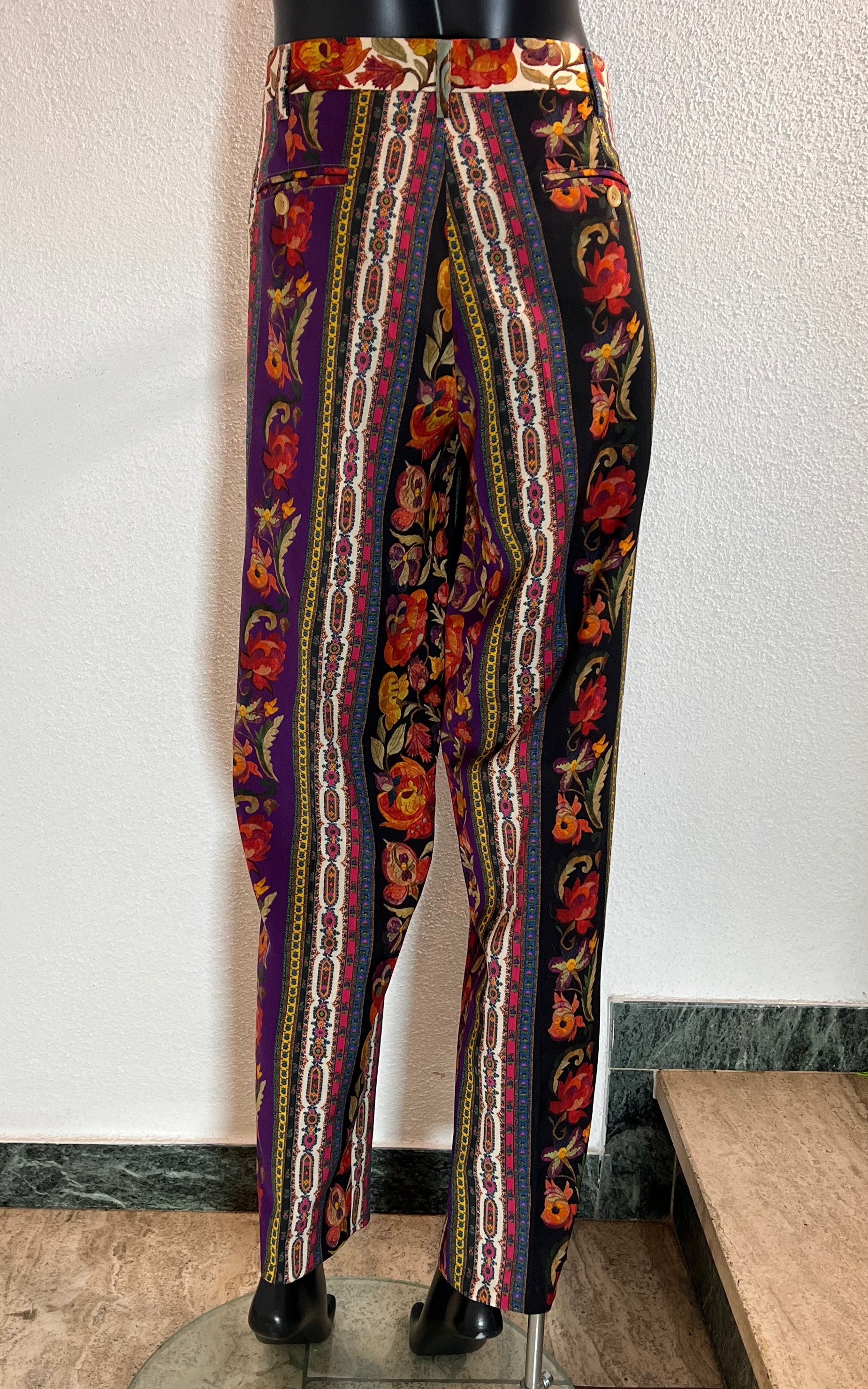 Pantaloni vintage in lana a fiori Etro