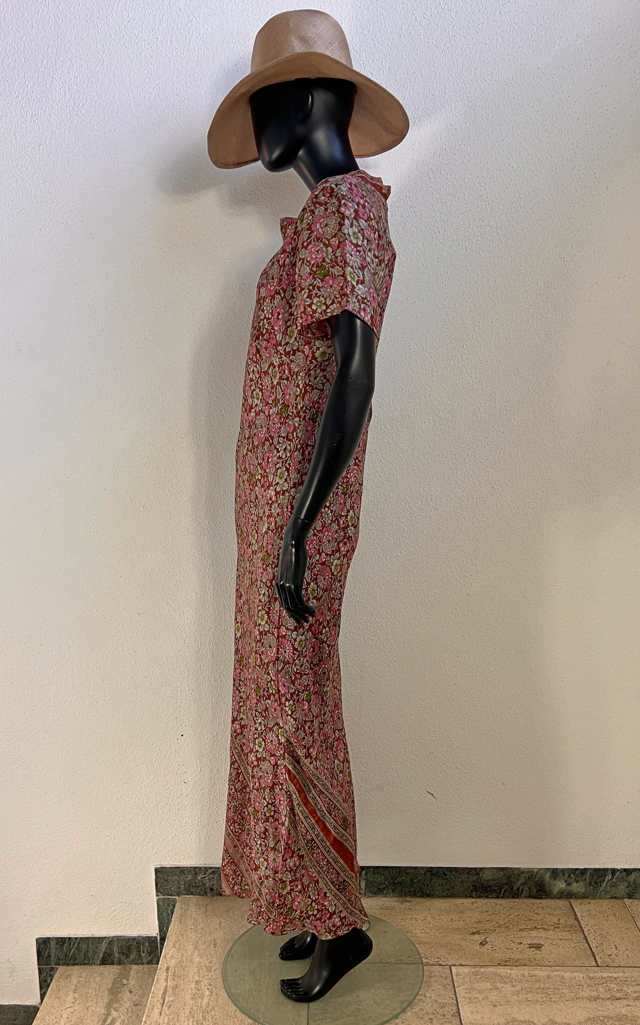 Recycled Sari-Silk Maxi Bias Cut Dress