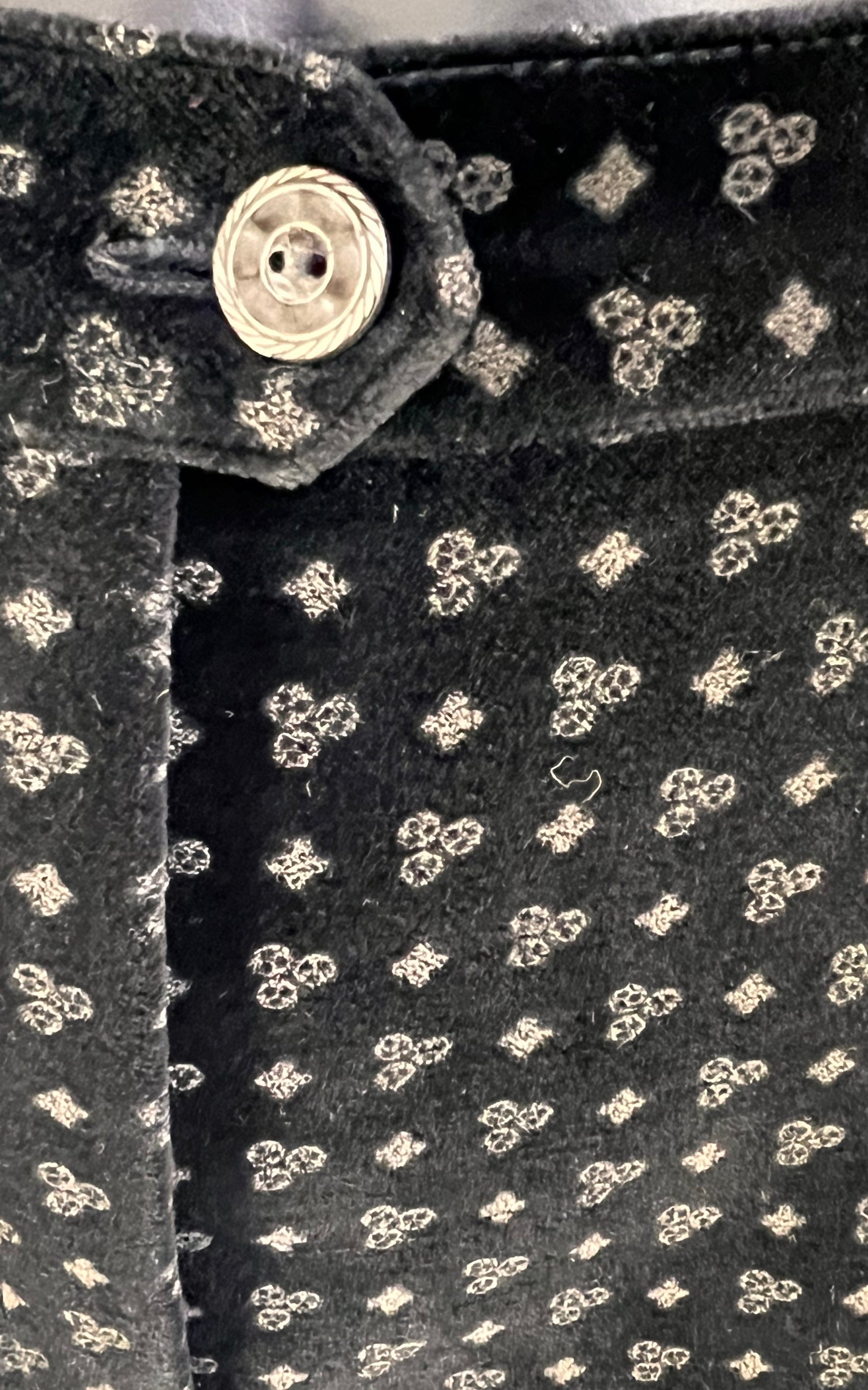 Vintage Elegance Paris Velvet Tapered Trousers with Geometric Print