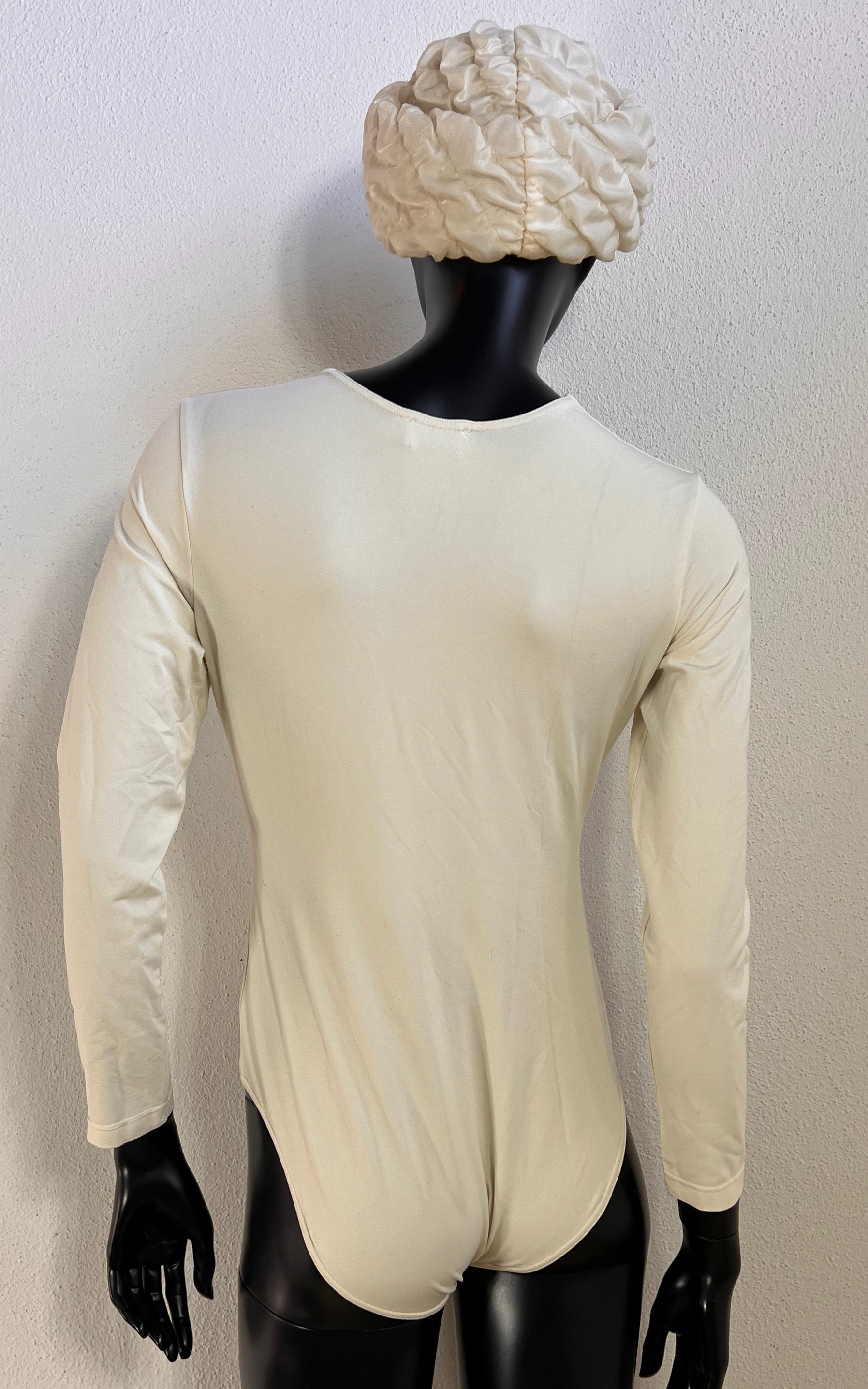 Vintage Cream Lace Long-Sleeve Bodysuit