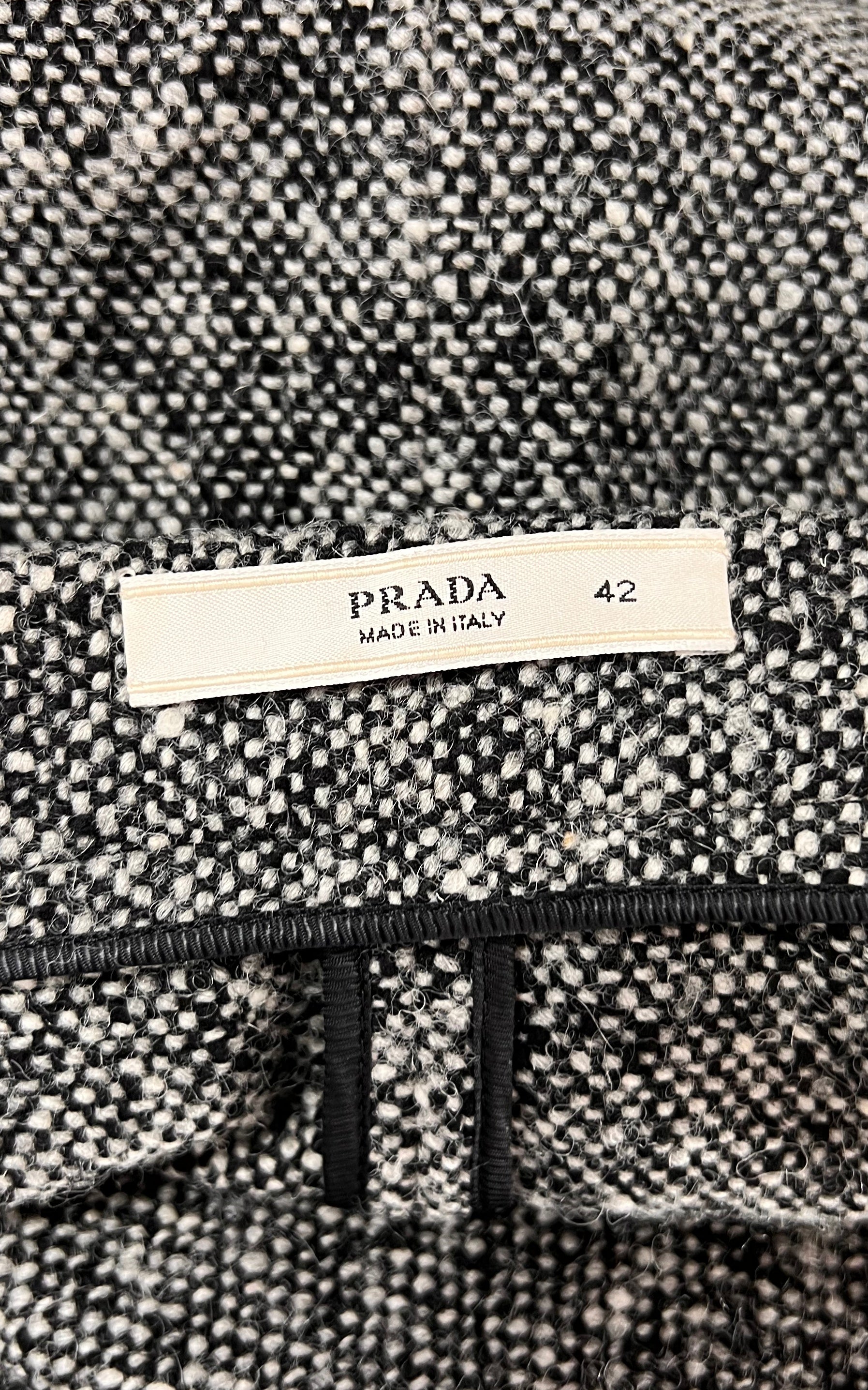 Prada Virgin Wool Tweed Pencil Skirt