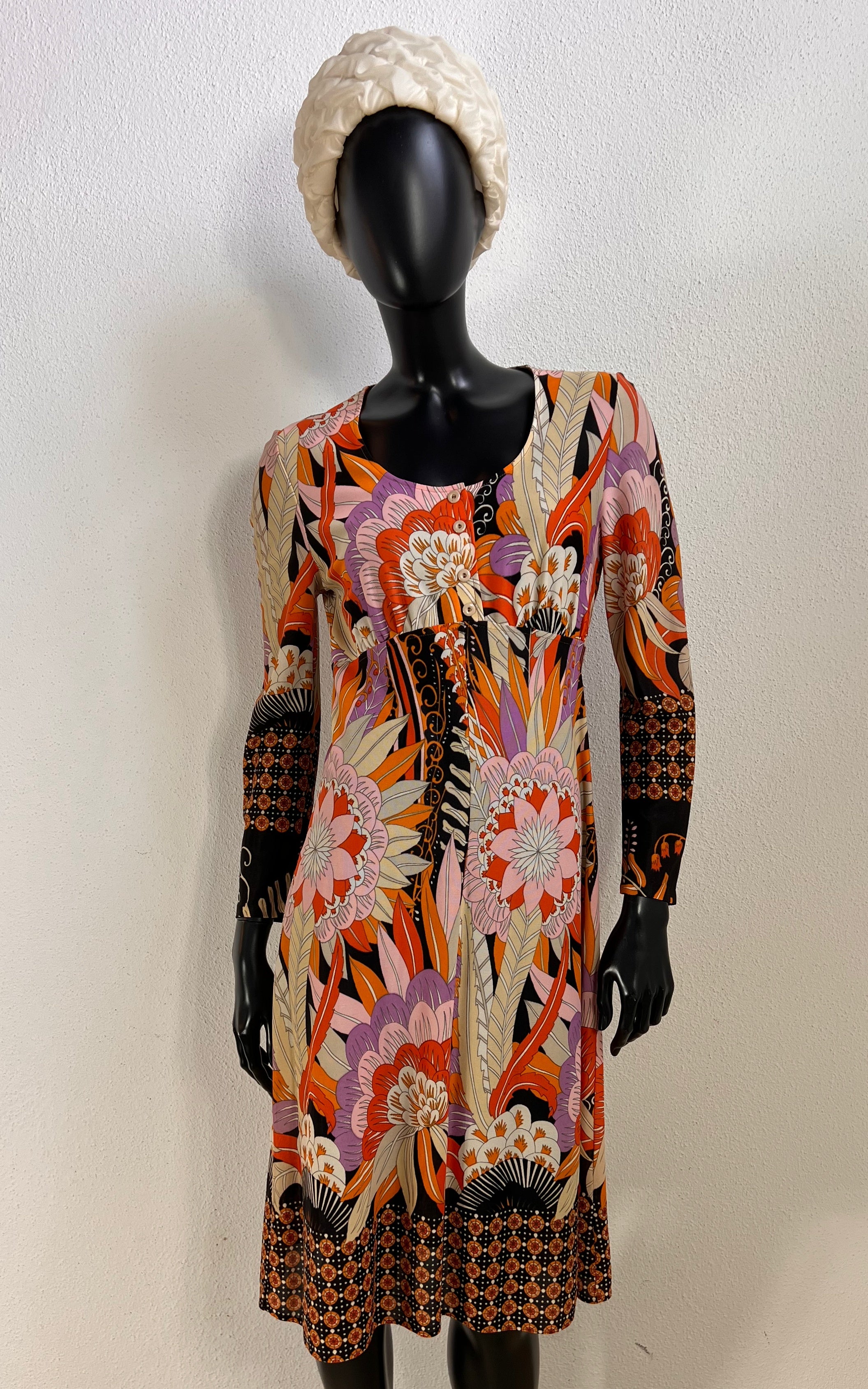Vintage 1970s Arnel Psychedelic Floral Dress