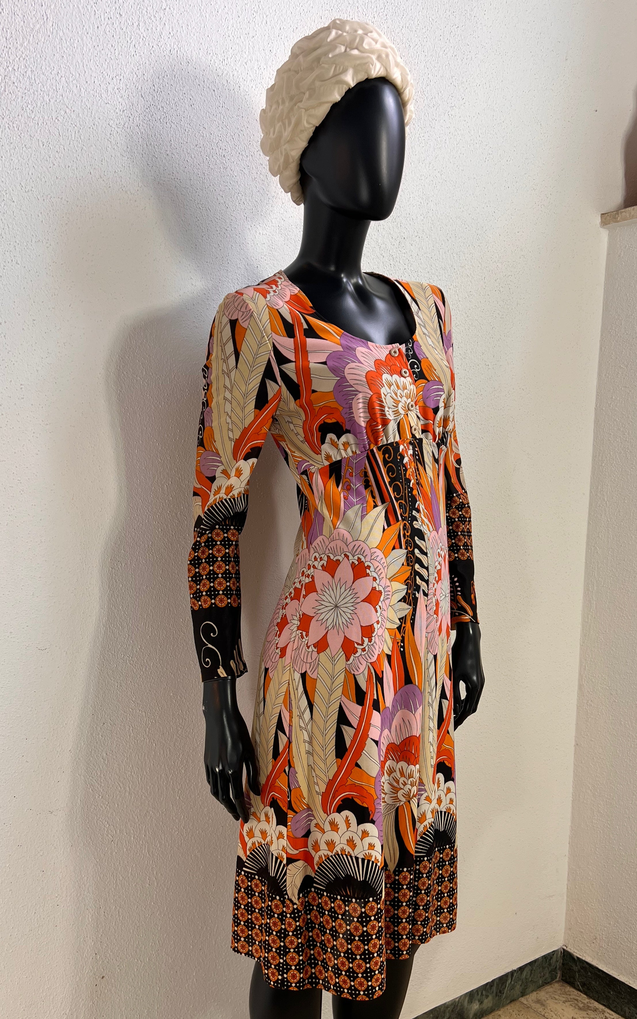 Vintage 1970s Arnel Psychedelic Floral Dress
