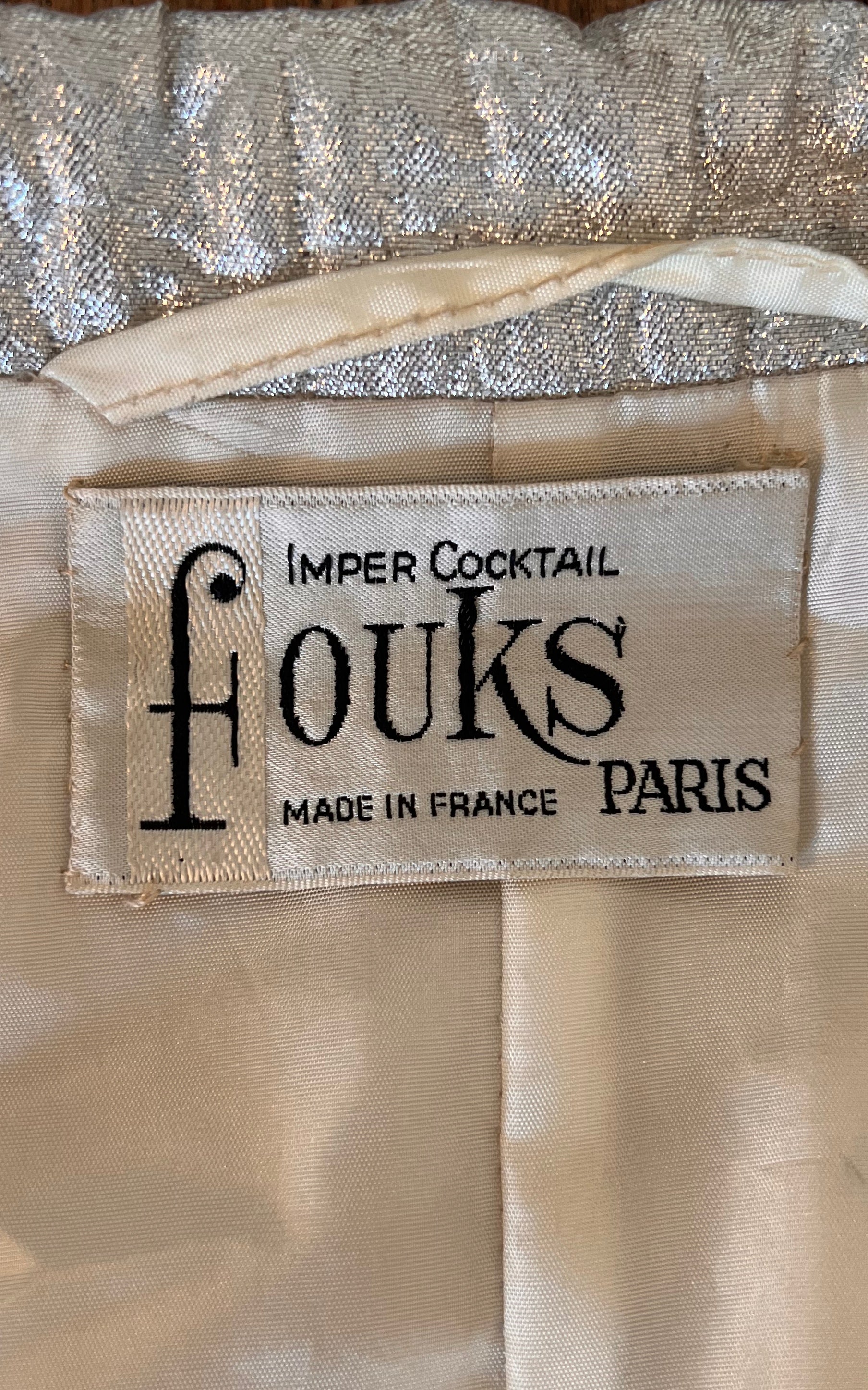Rare 1960s FOUKS Paris Silver Metallic Space Age Cocktail Coat