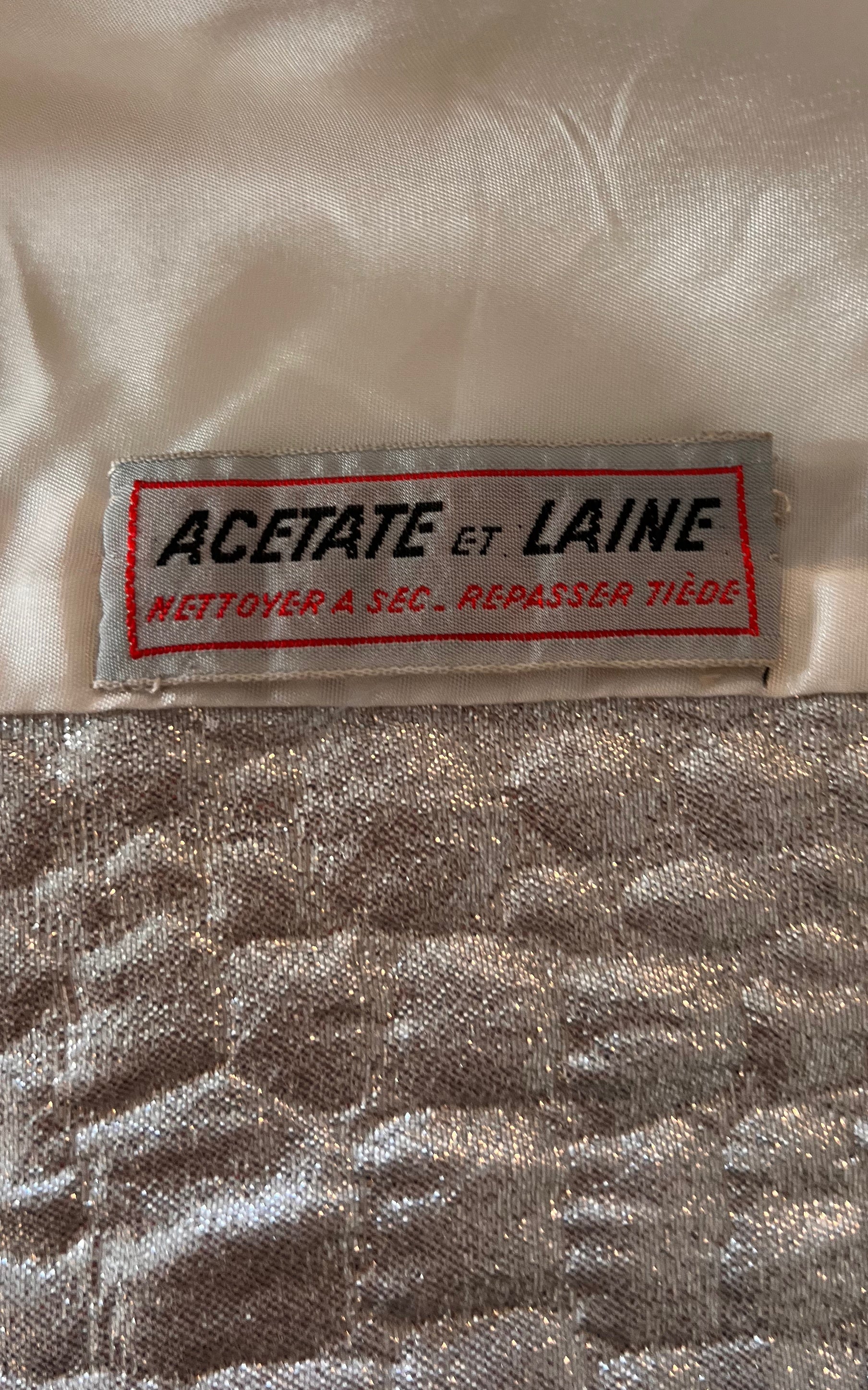 Rare 1960s FOUKS Paris Silver Metallic Space Age Cocktail Coat