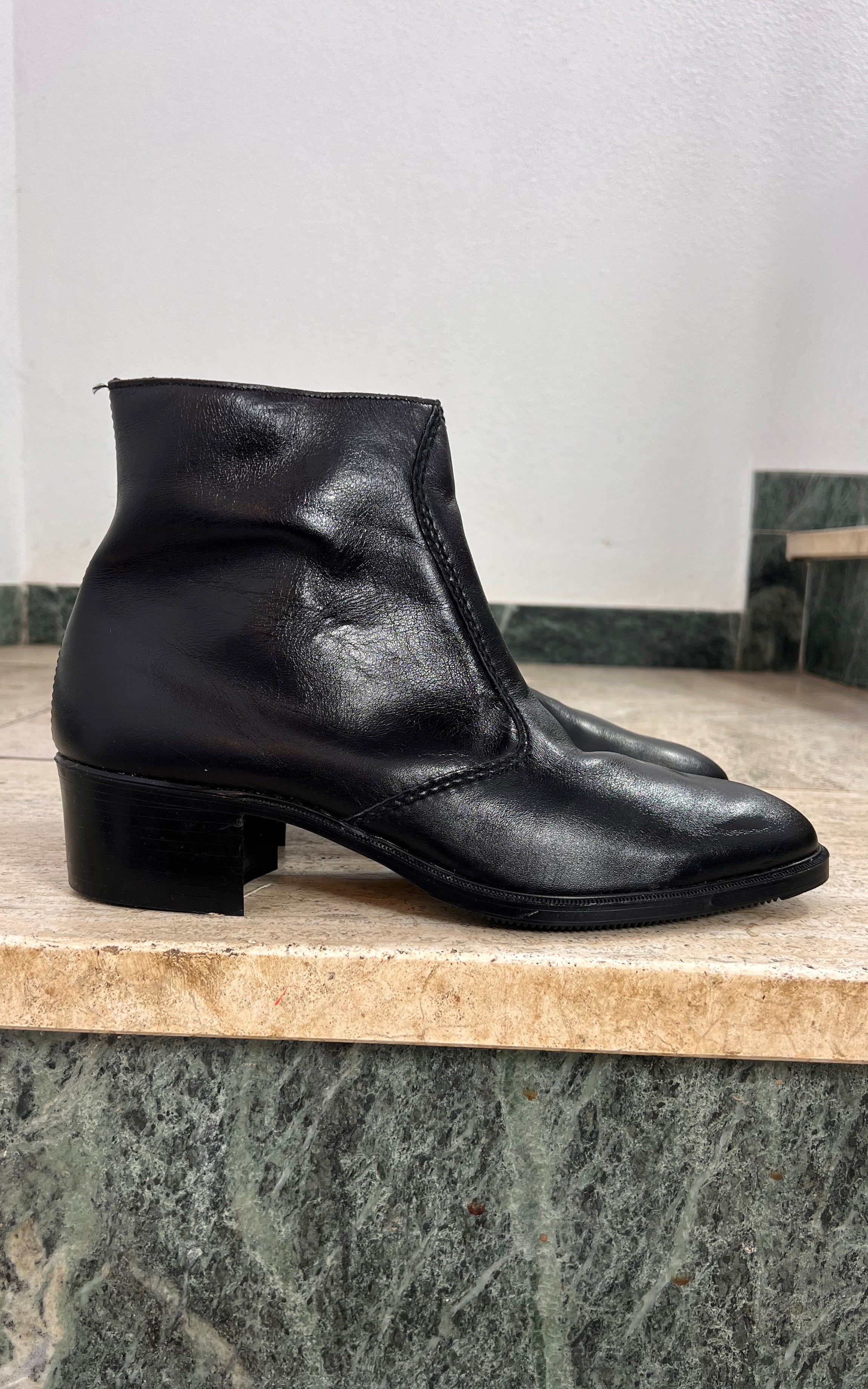 Vintage MENS Gallus Black Leather Ankle Boots – Made in West Germany - 41
