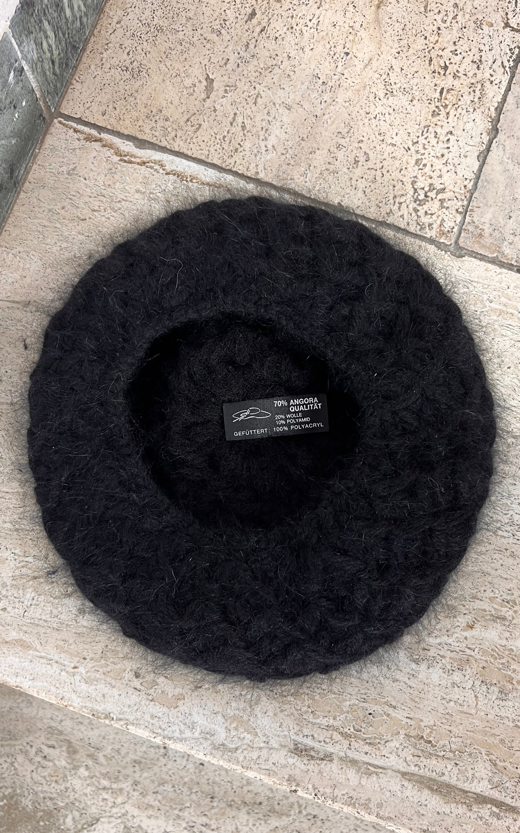 Vintage Black Angora Blend Beret