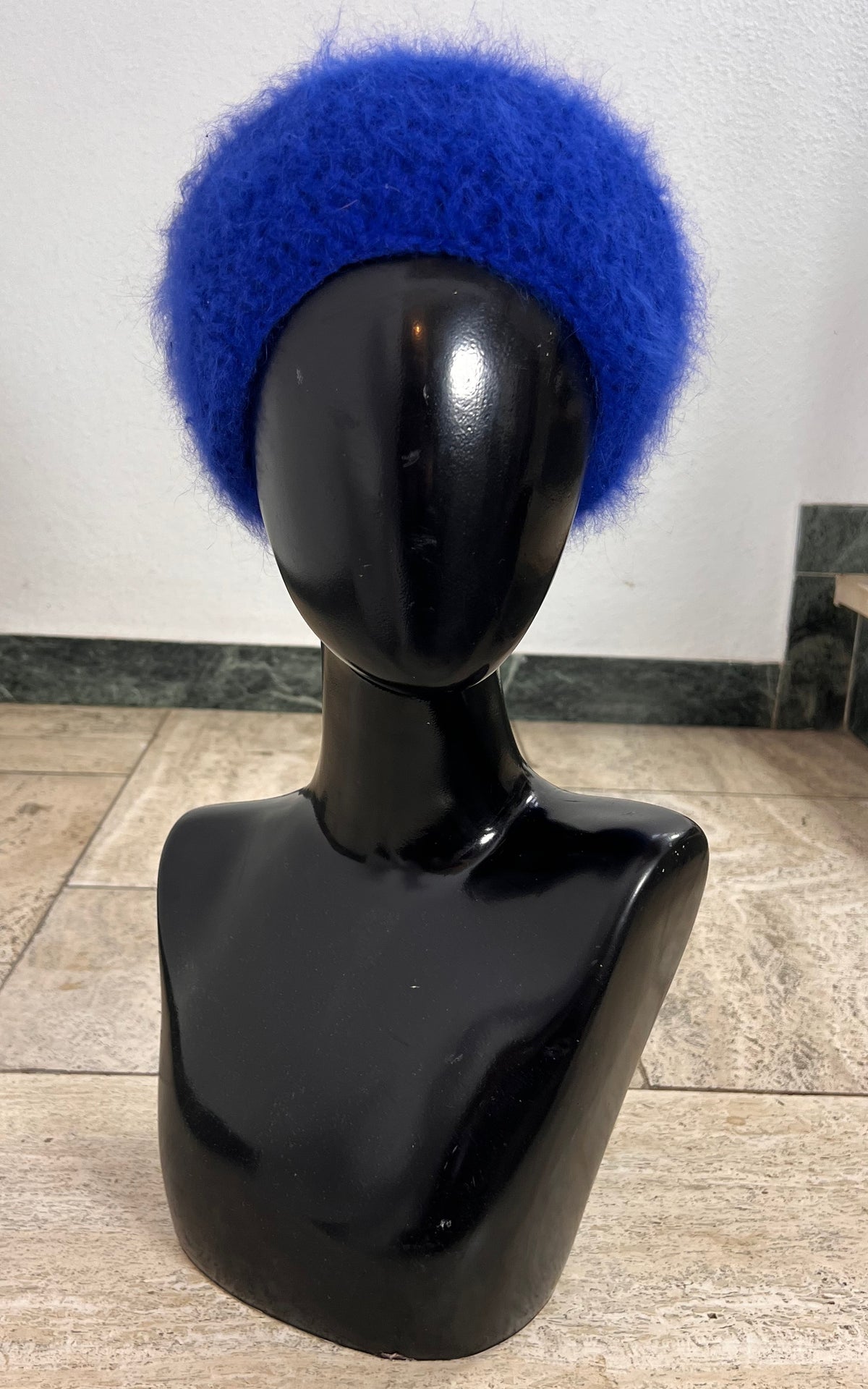 Vintage Cobalt Blue Angora-Blend Beret