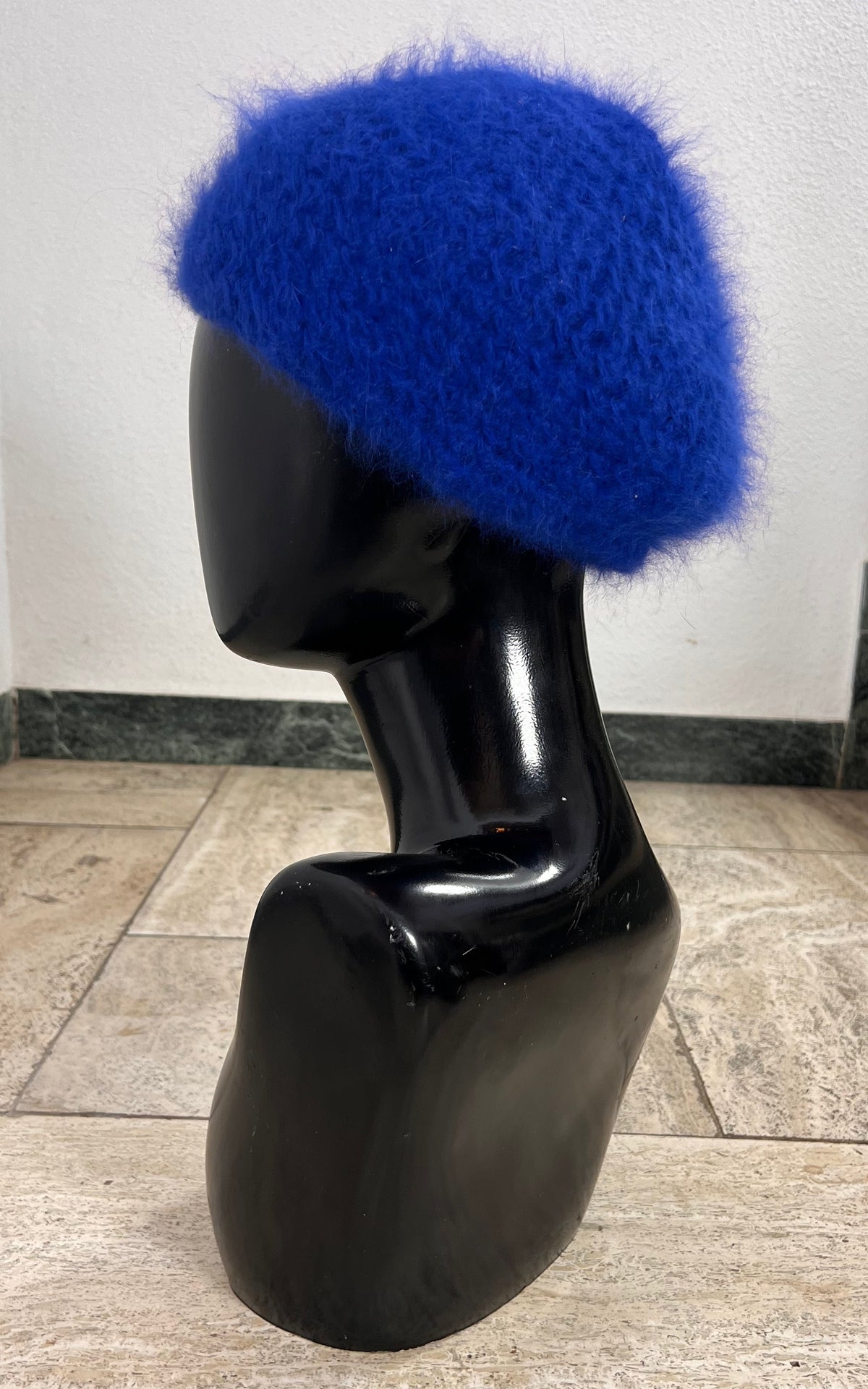 Vintage Cobalt Blue Angora-Blend Beret