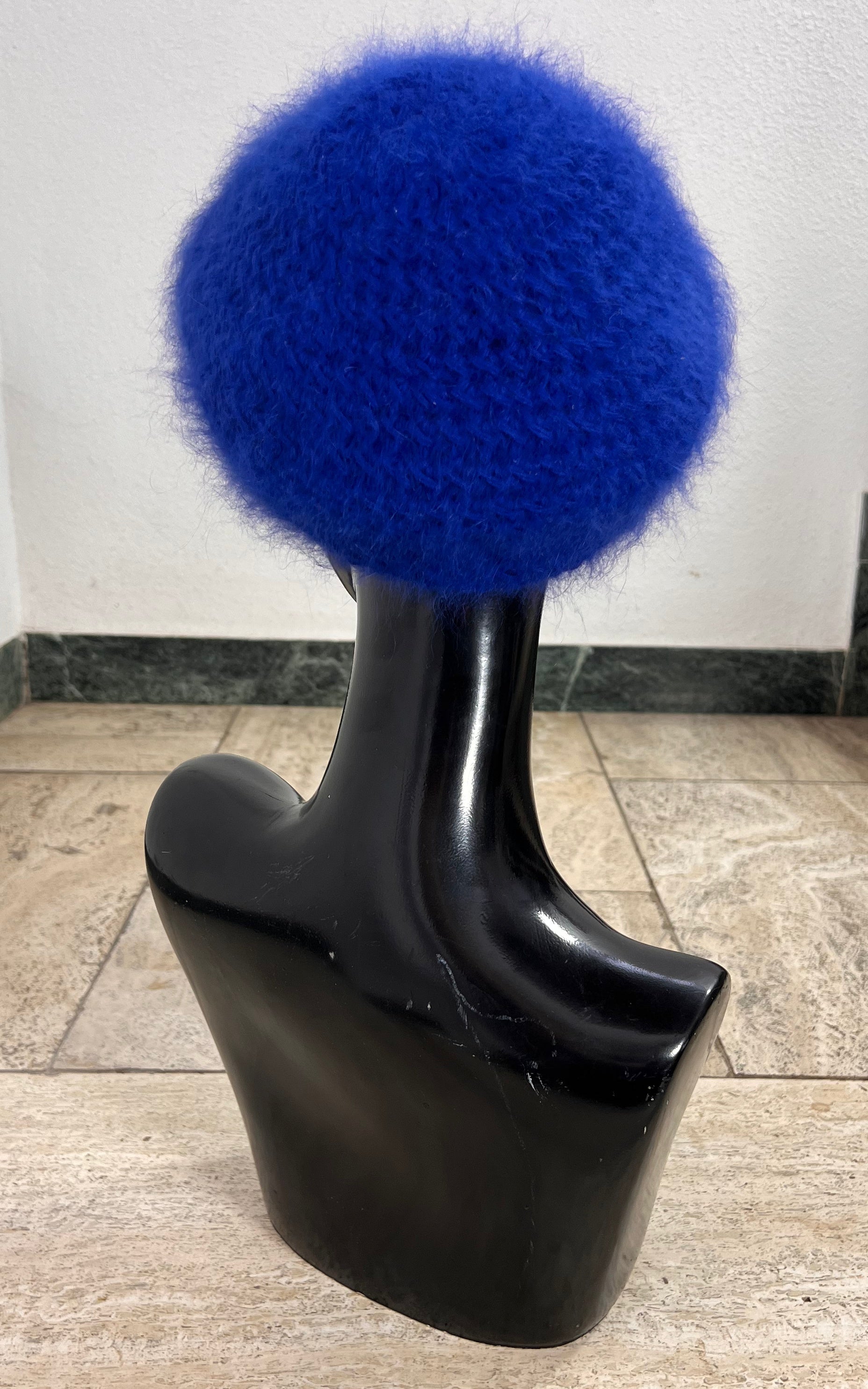 Vintage Cobalt Blue Angora-Blend Beret