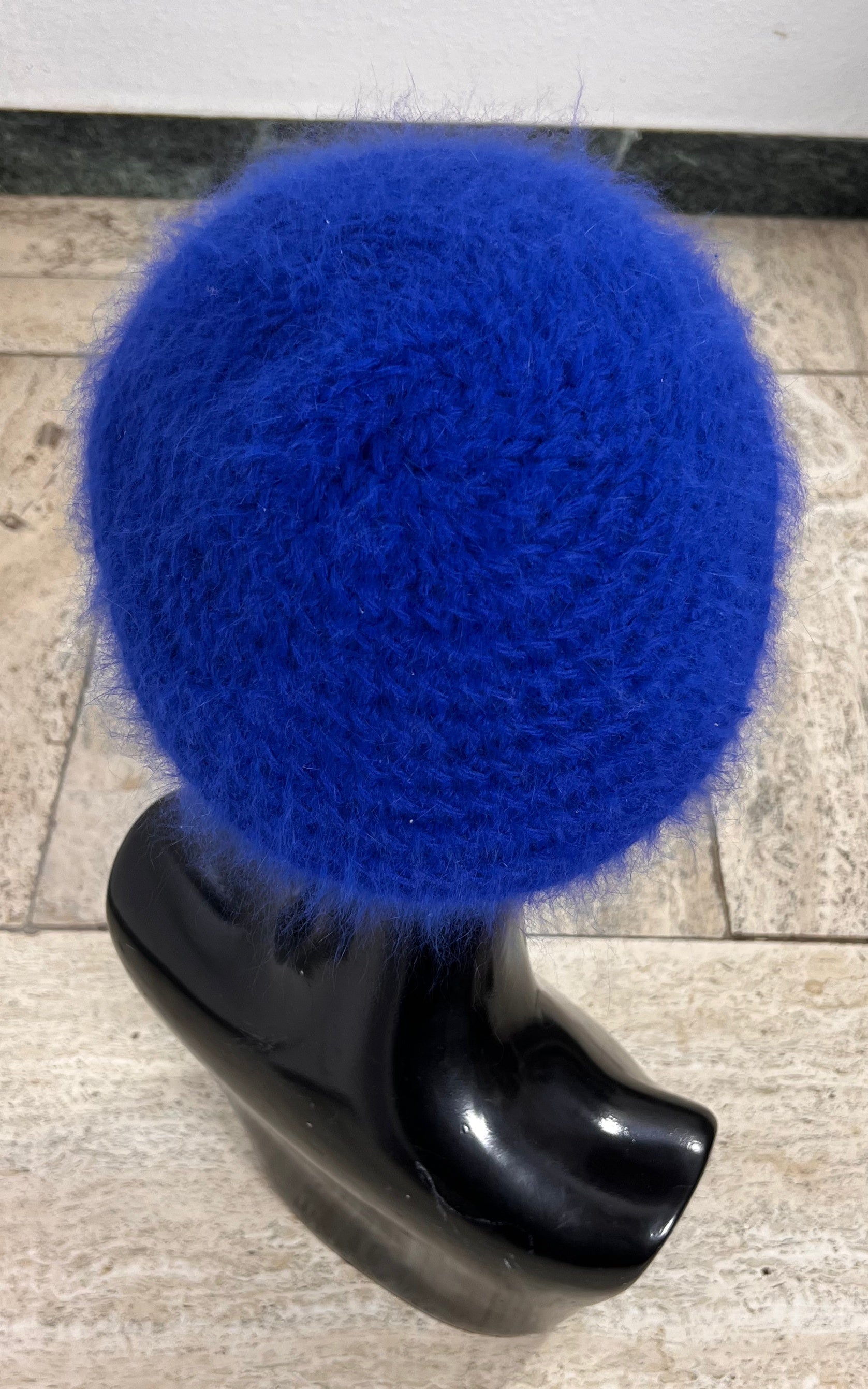 Vintage Cobalt Blue Angora-Blend Beret