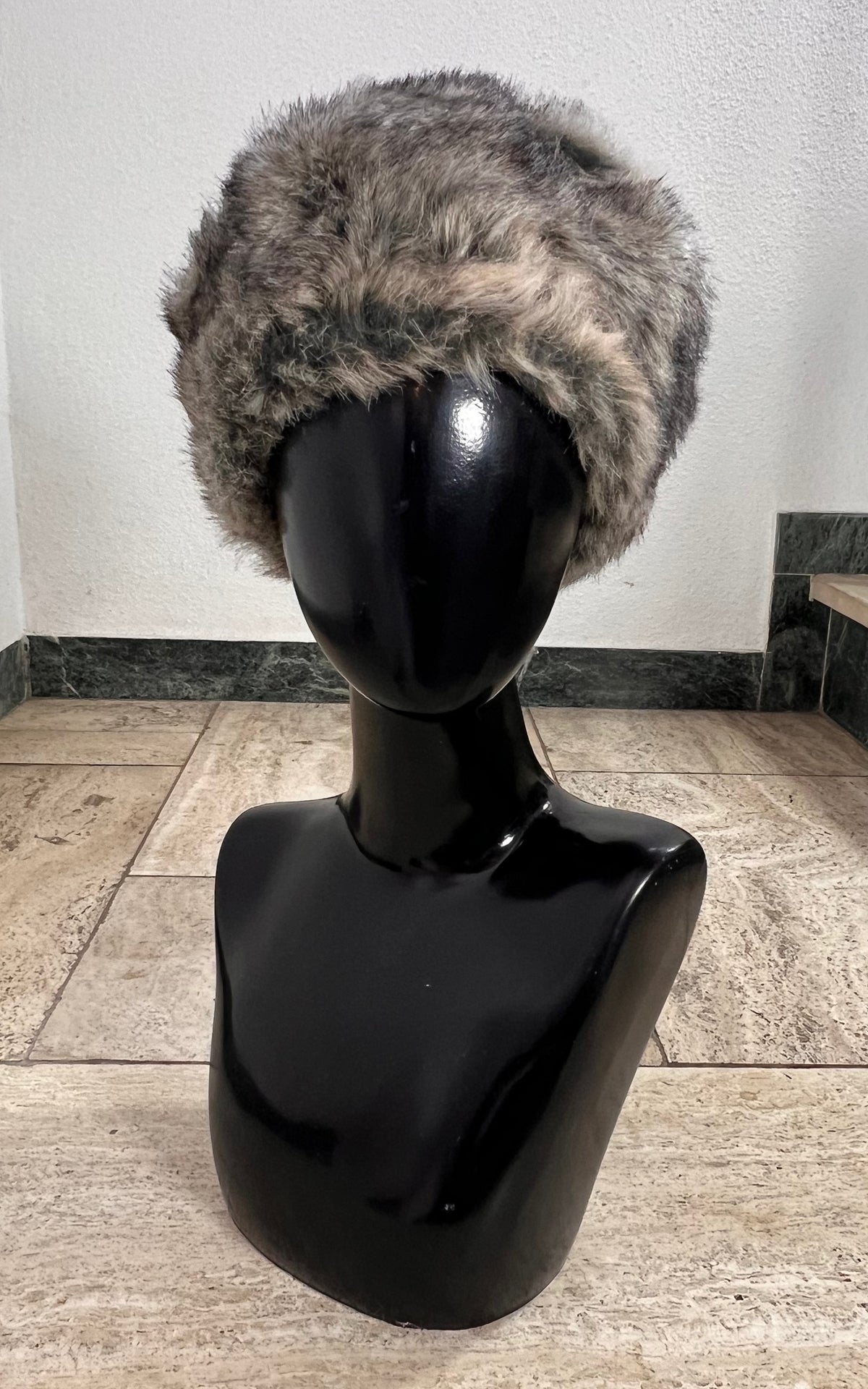 Vintage Grey Faux Fur Hat