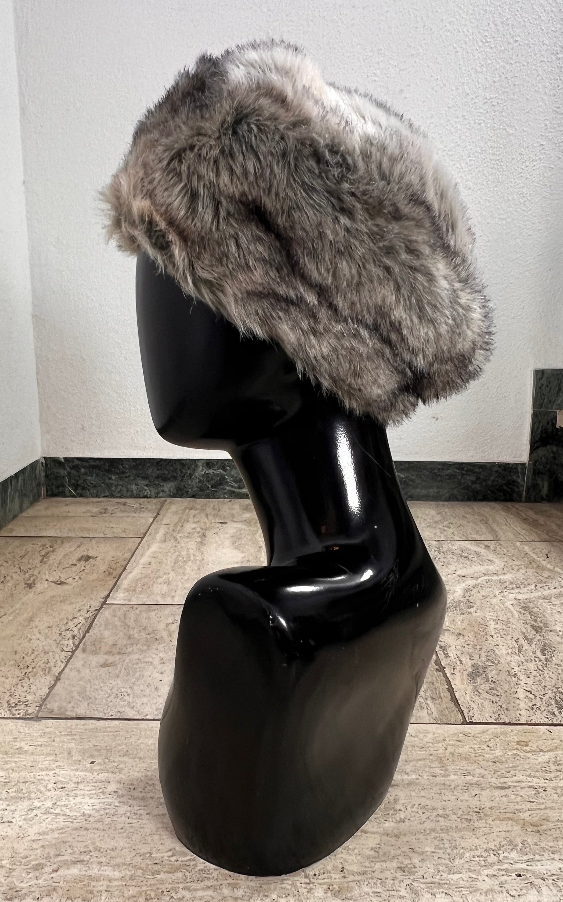 Vintage Grey Faux Fur Hat