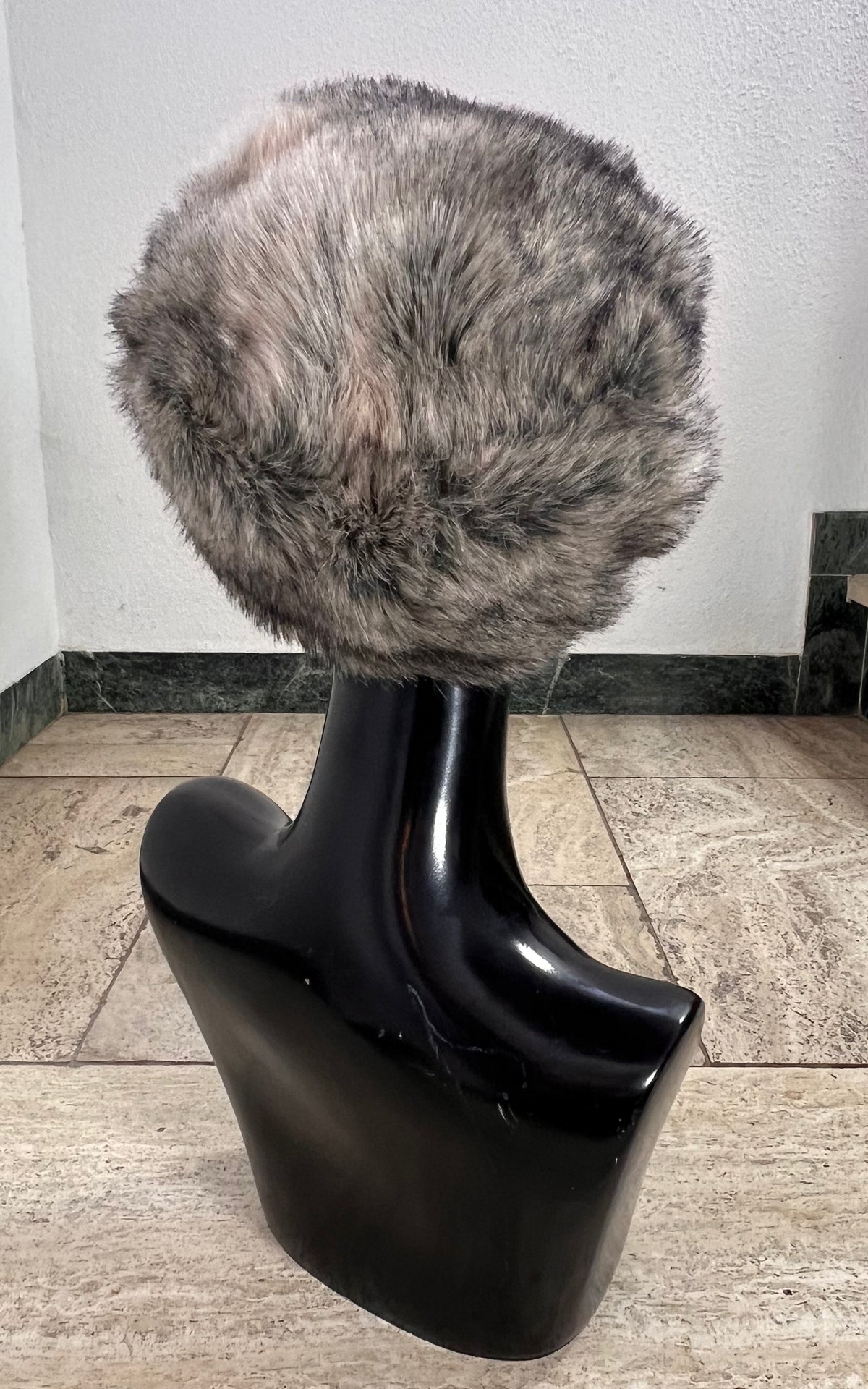 Vintage Grey Faux Fur Hat