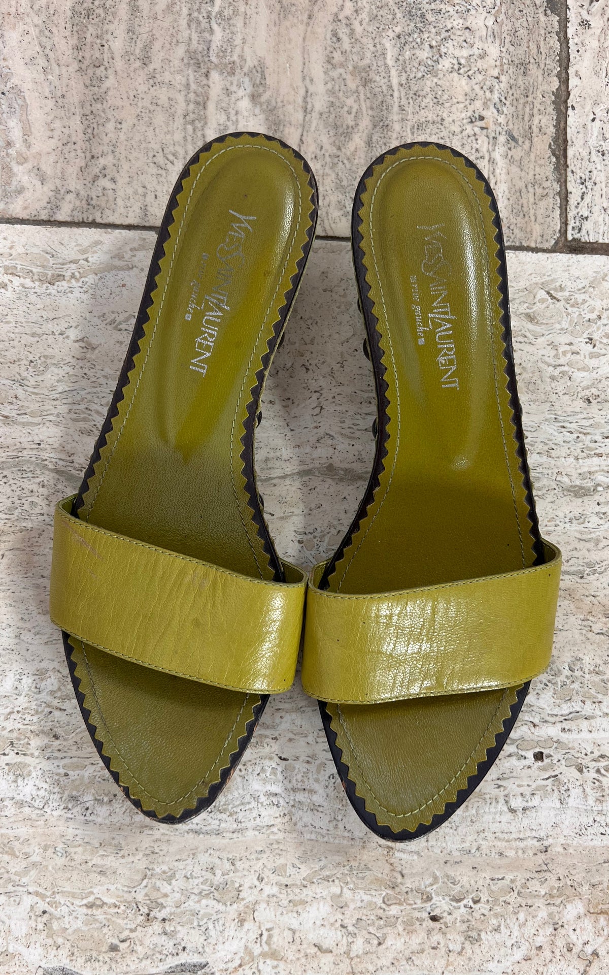 Vintage Yves Saint Laurent Rive Gauche Studded Leather Mules 37