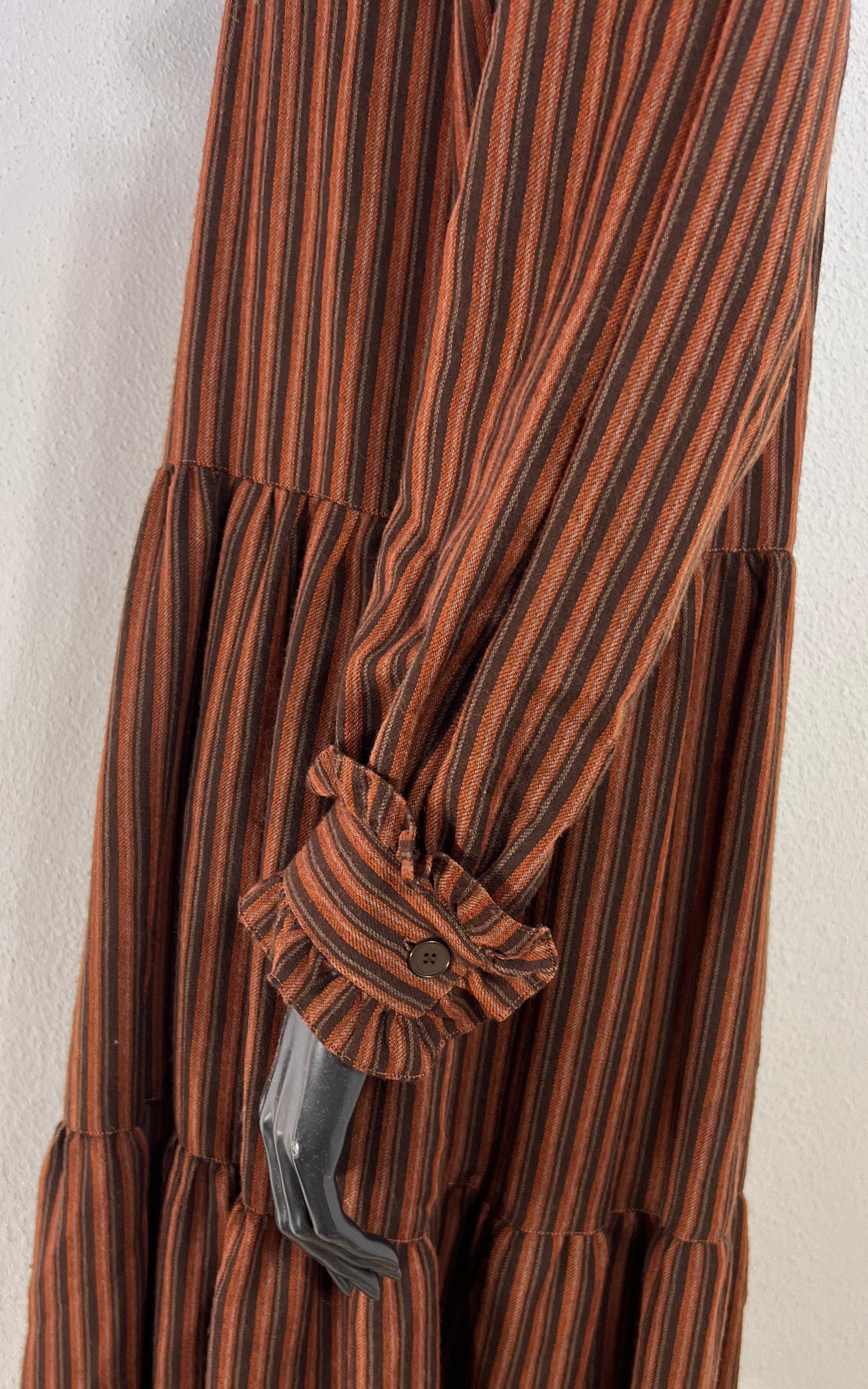 Vintage 1970s Yves Saint Laurent Rive Gauche Striped Prairie Dress