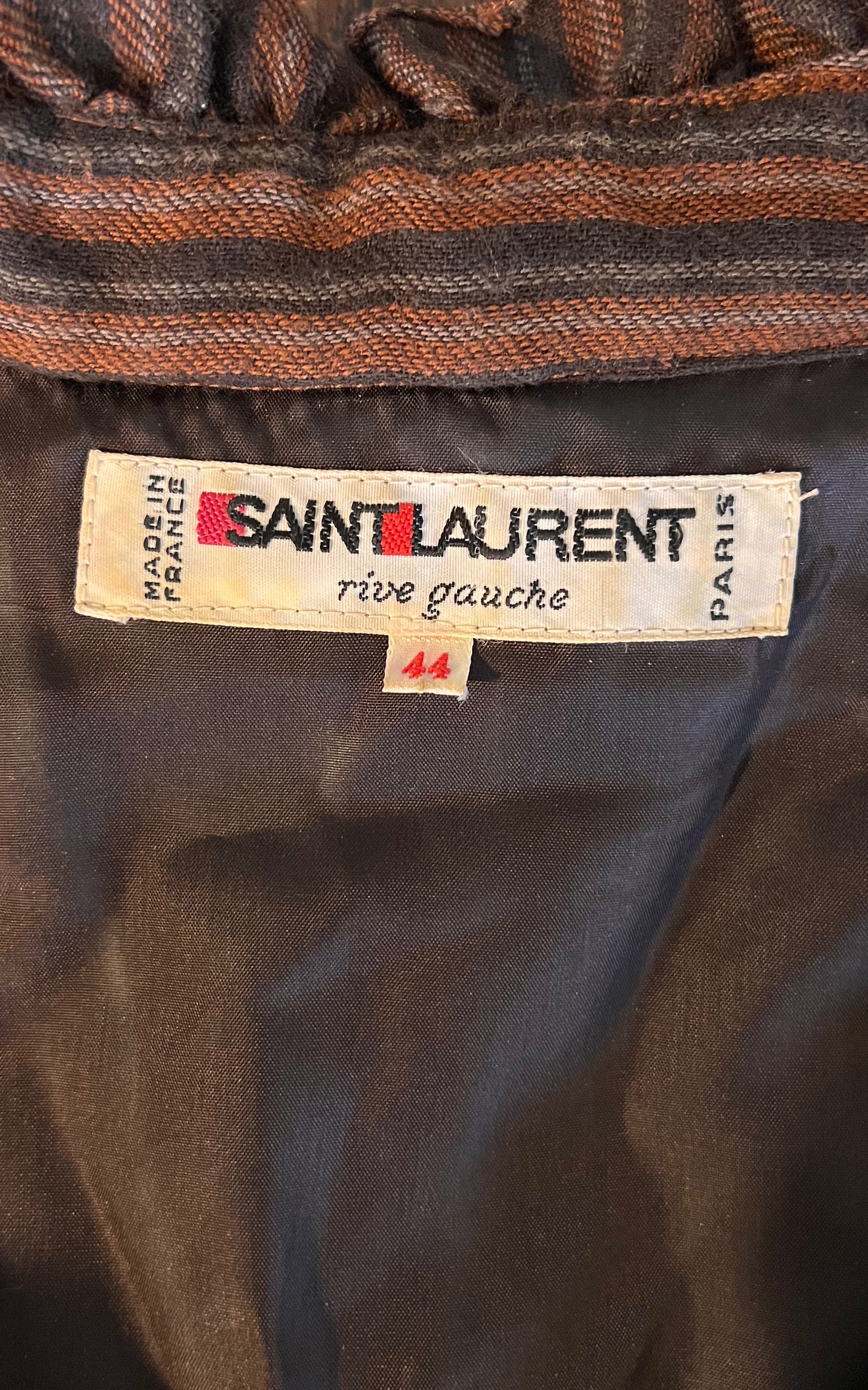 Vintage 1970s Yves Saint Laurent Rive Gauche Striped Prairie Dress