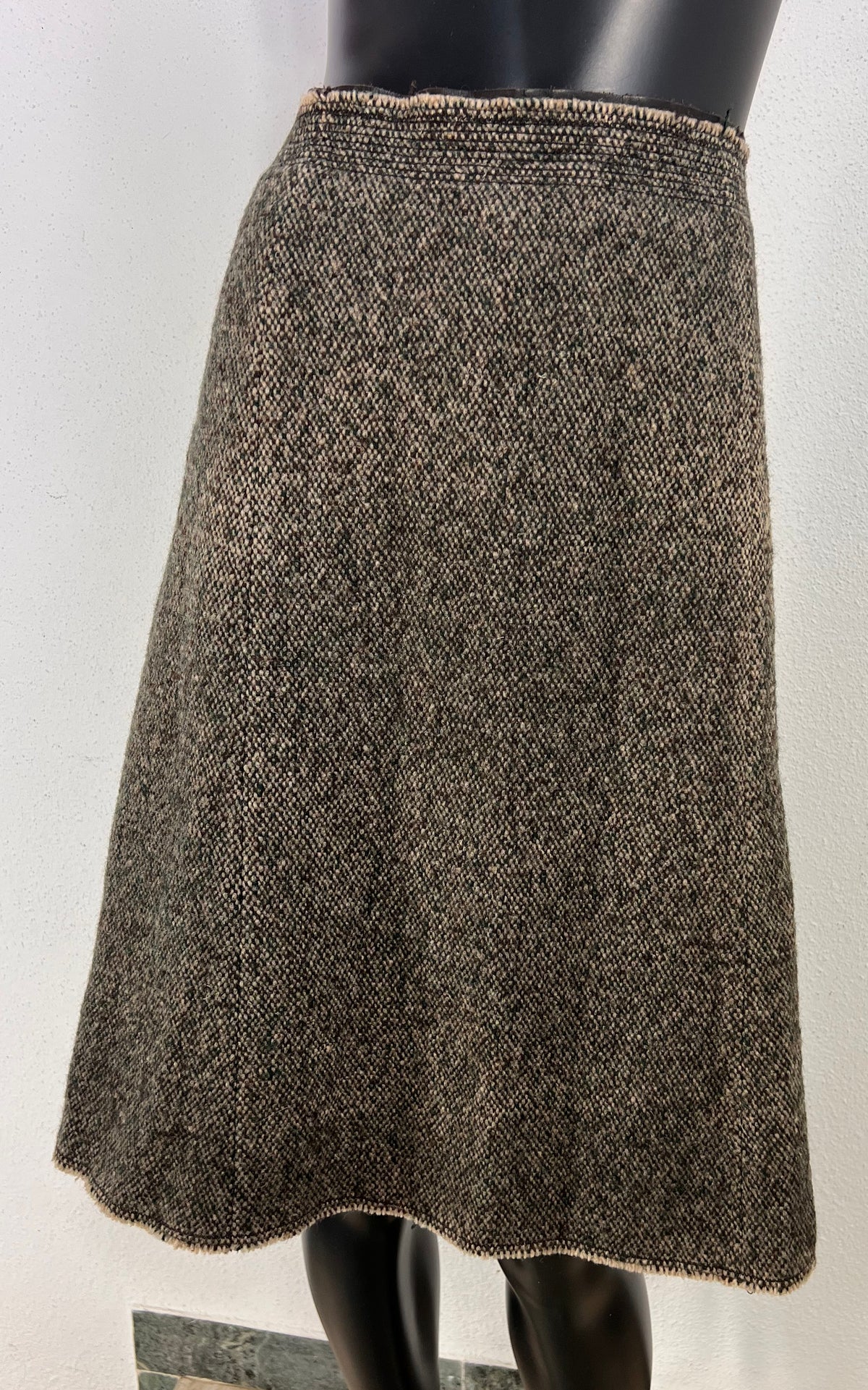 Vintage Prada Wool Tweed A-Line Skirt