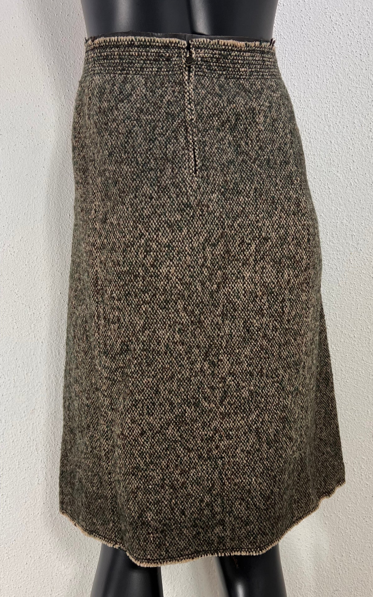 Vintage Prada Wool Tweed A-Line Skirt