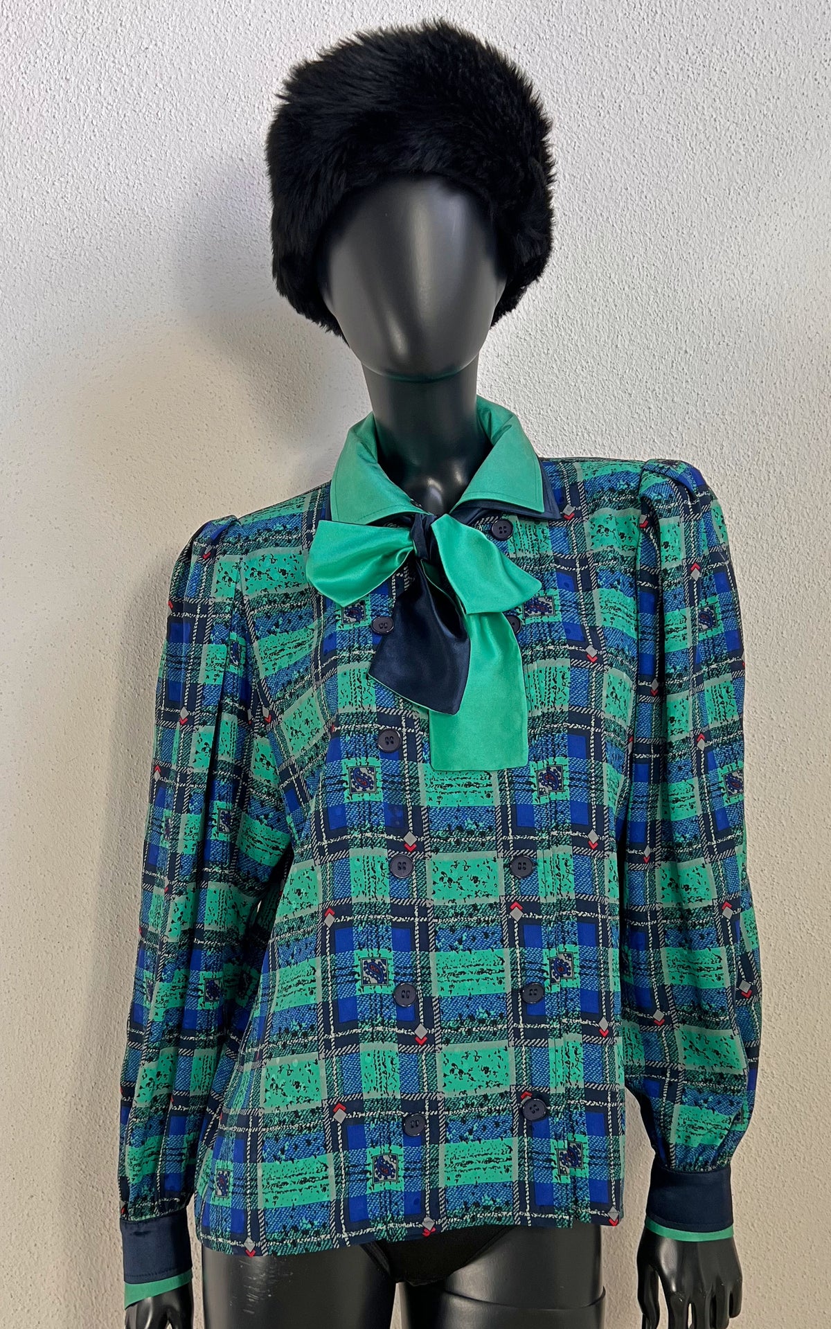 Vintage 1980s Werner Graumann Silk Blouse with Bow Collar