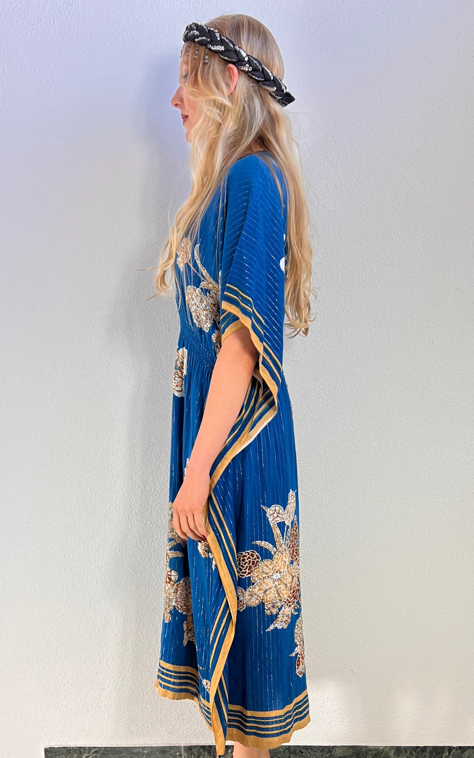 Vintage Lurex Butterfly Caftan Dress