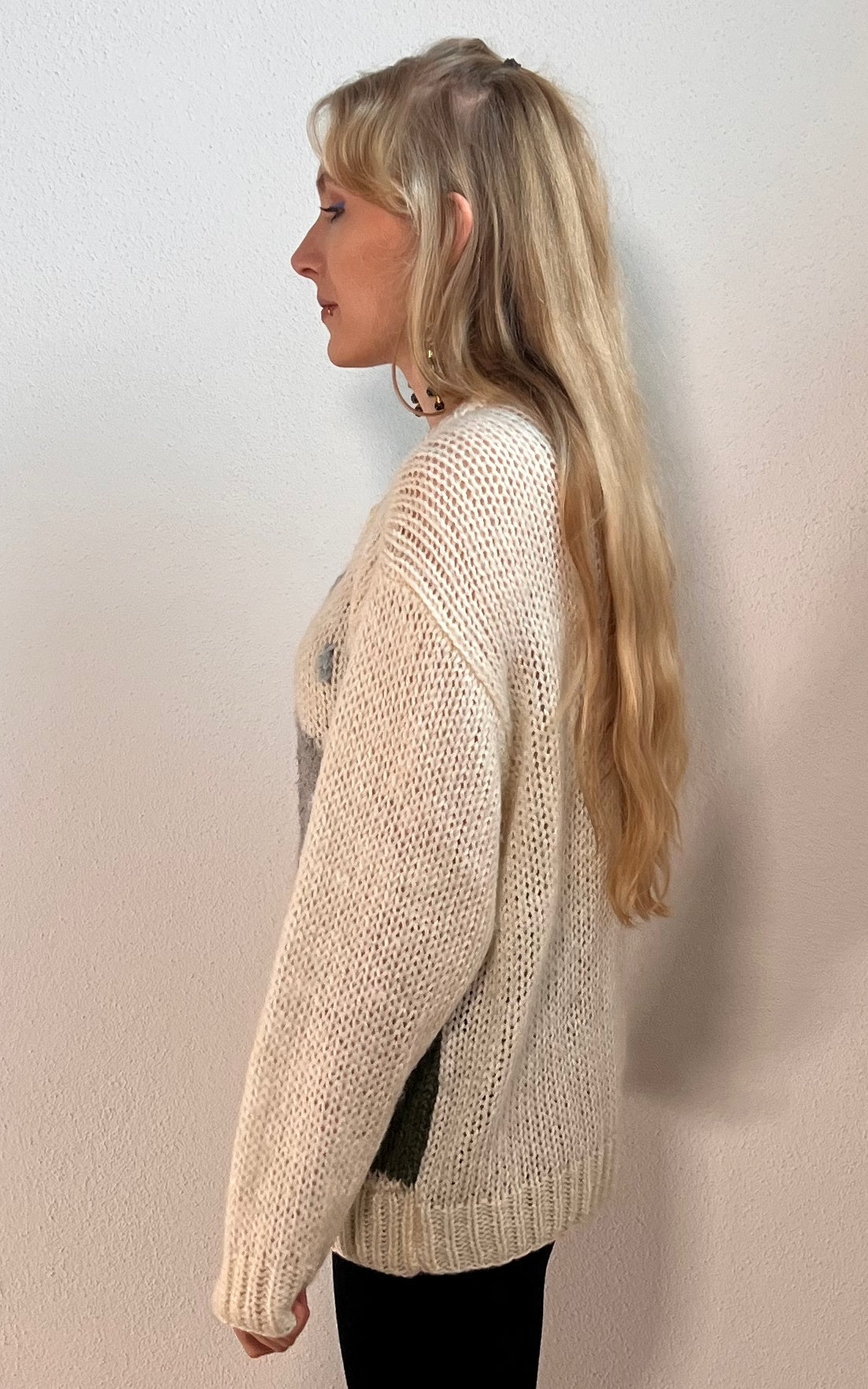 Cardigan vintage fatto a mano in pecora