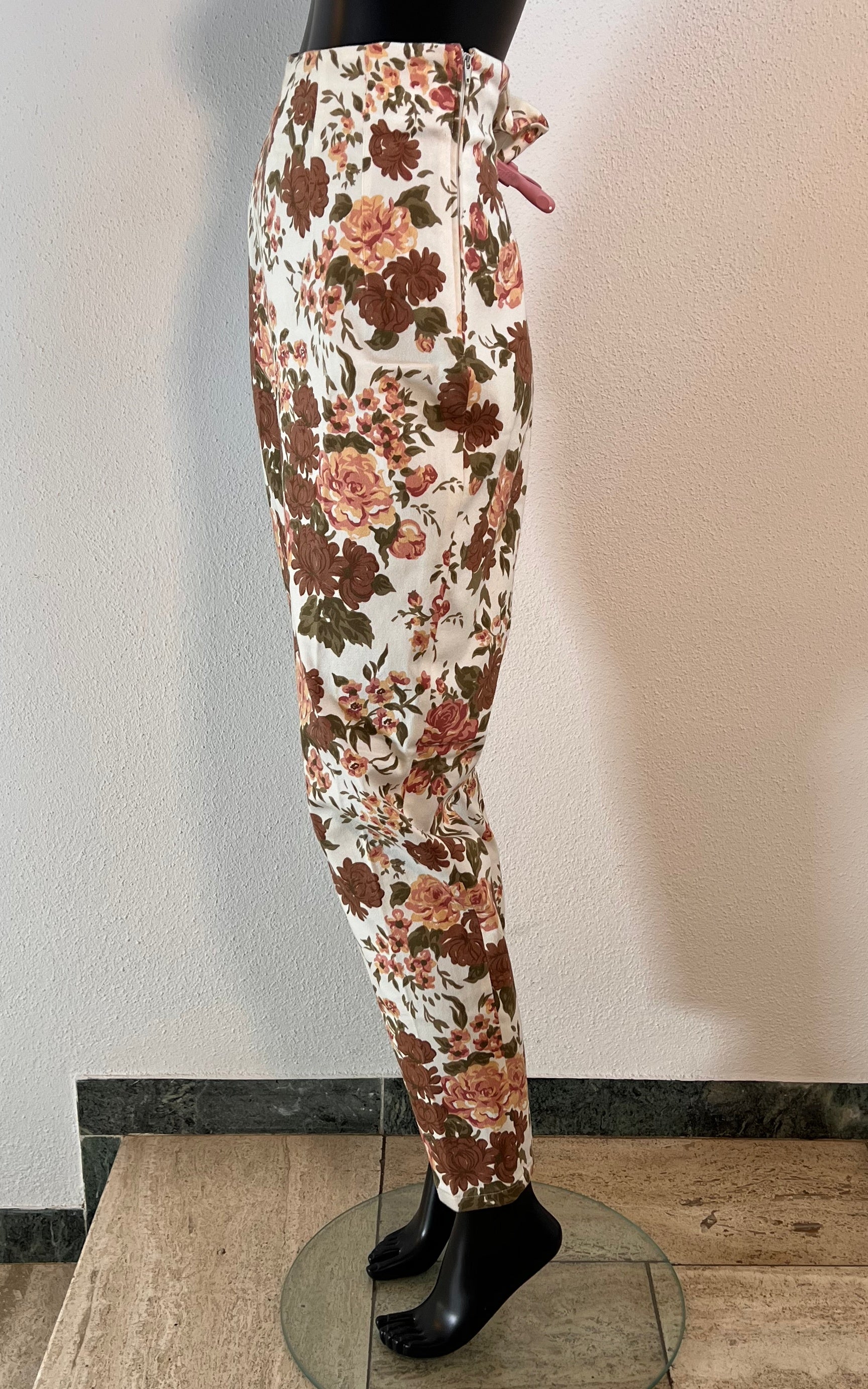 Pantaloni vintage a vita alta con fiori anni '90