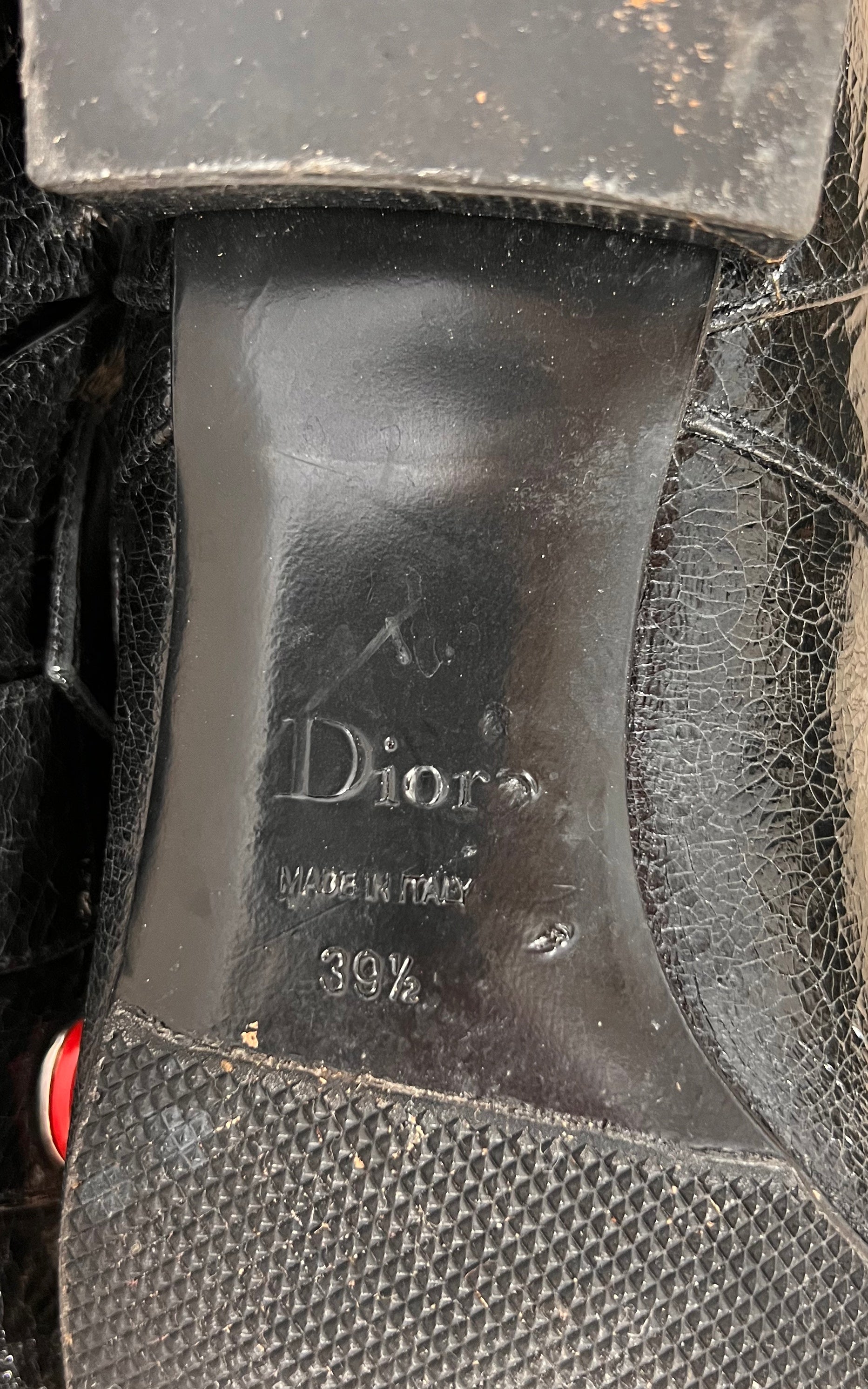 Christian Dior Black Crackle Patent Leather Ankle Boots 39,5 ( 2016 )