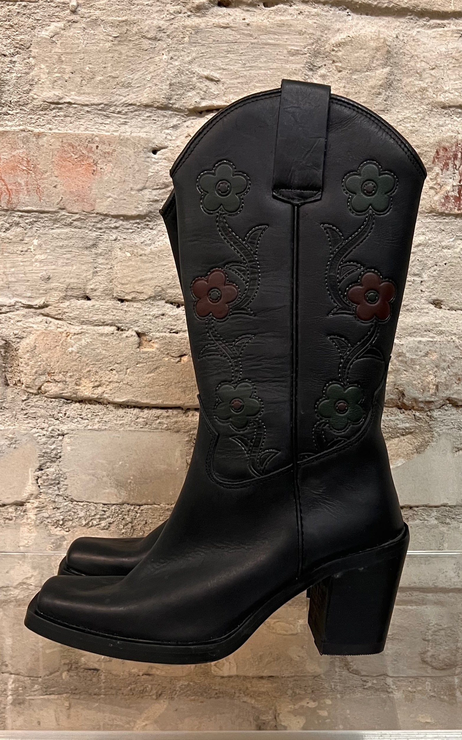 Stivali da cowboy vintage con fiori 36
