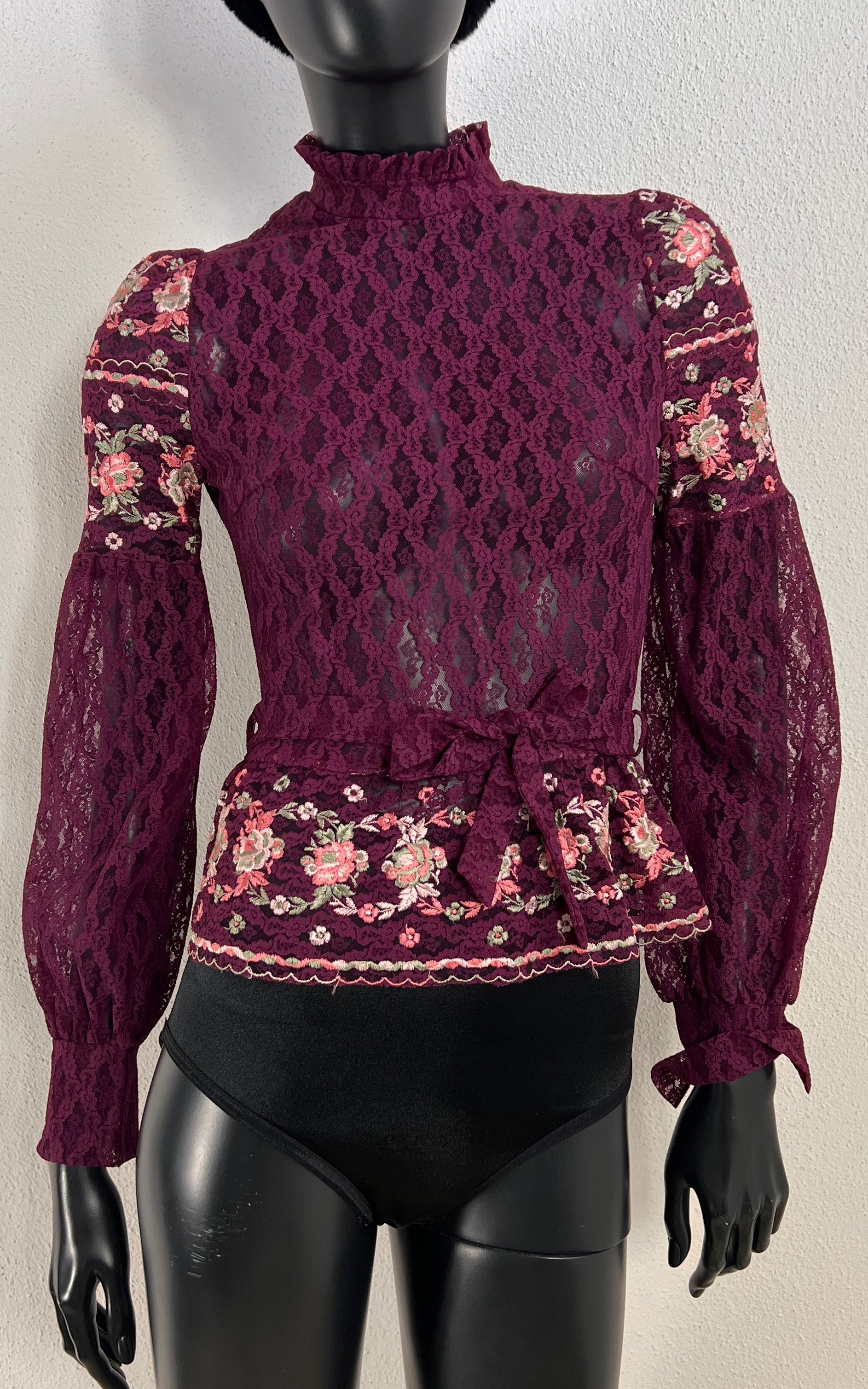 Vintage 70s Lucie Linden Lace Blouse