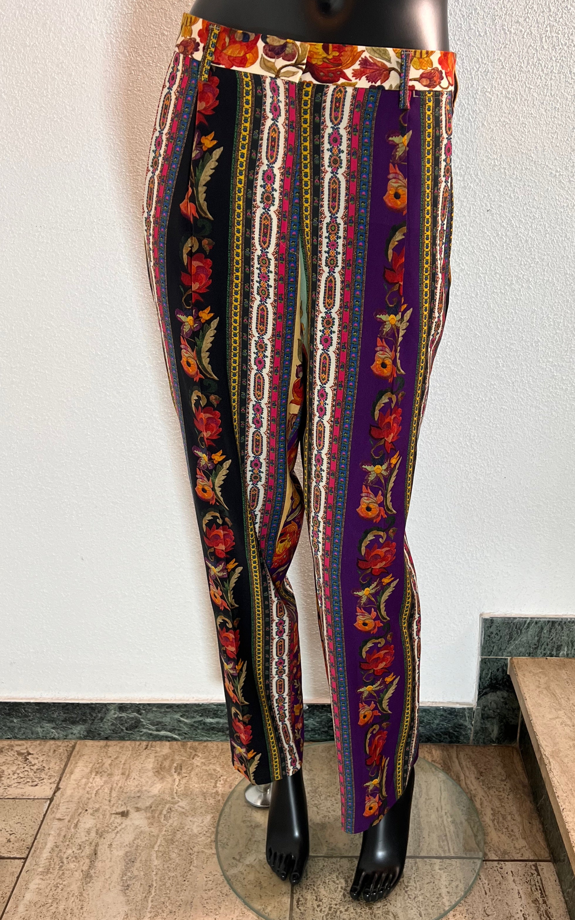 Pantaloni vintage in lana a fiori Etro