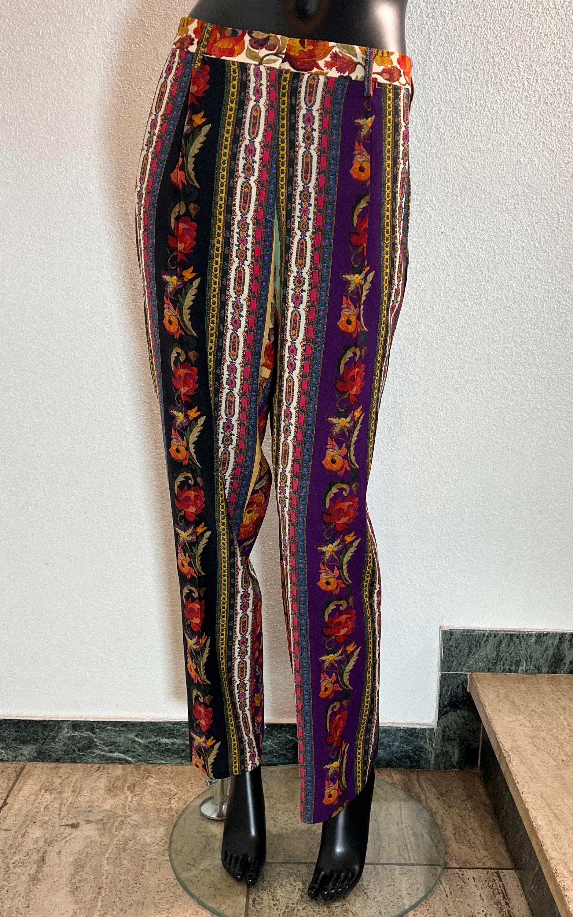 Pantaloni vintage in lana a fiori Etro