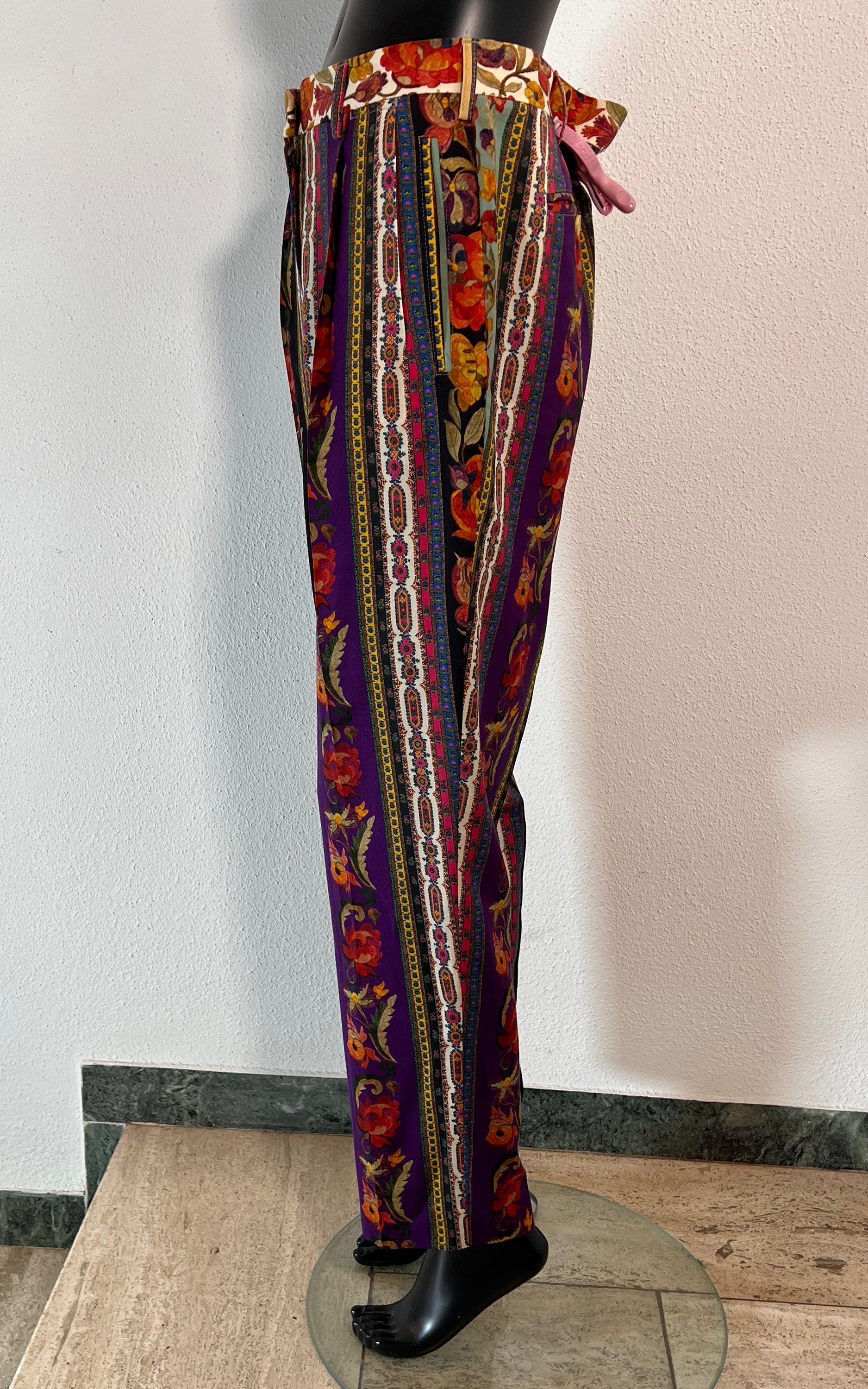 Pantaloni vintage in lana a fiori Etro