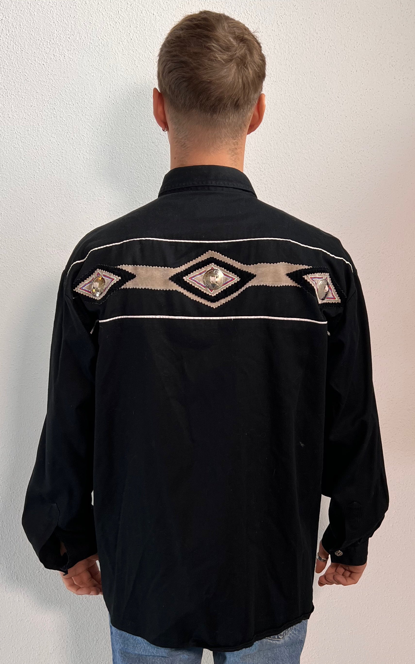 Camicia vintage da uomo in stile western con bottoni