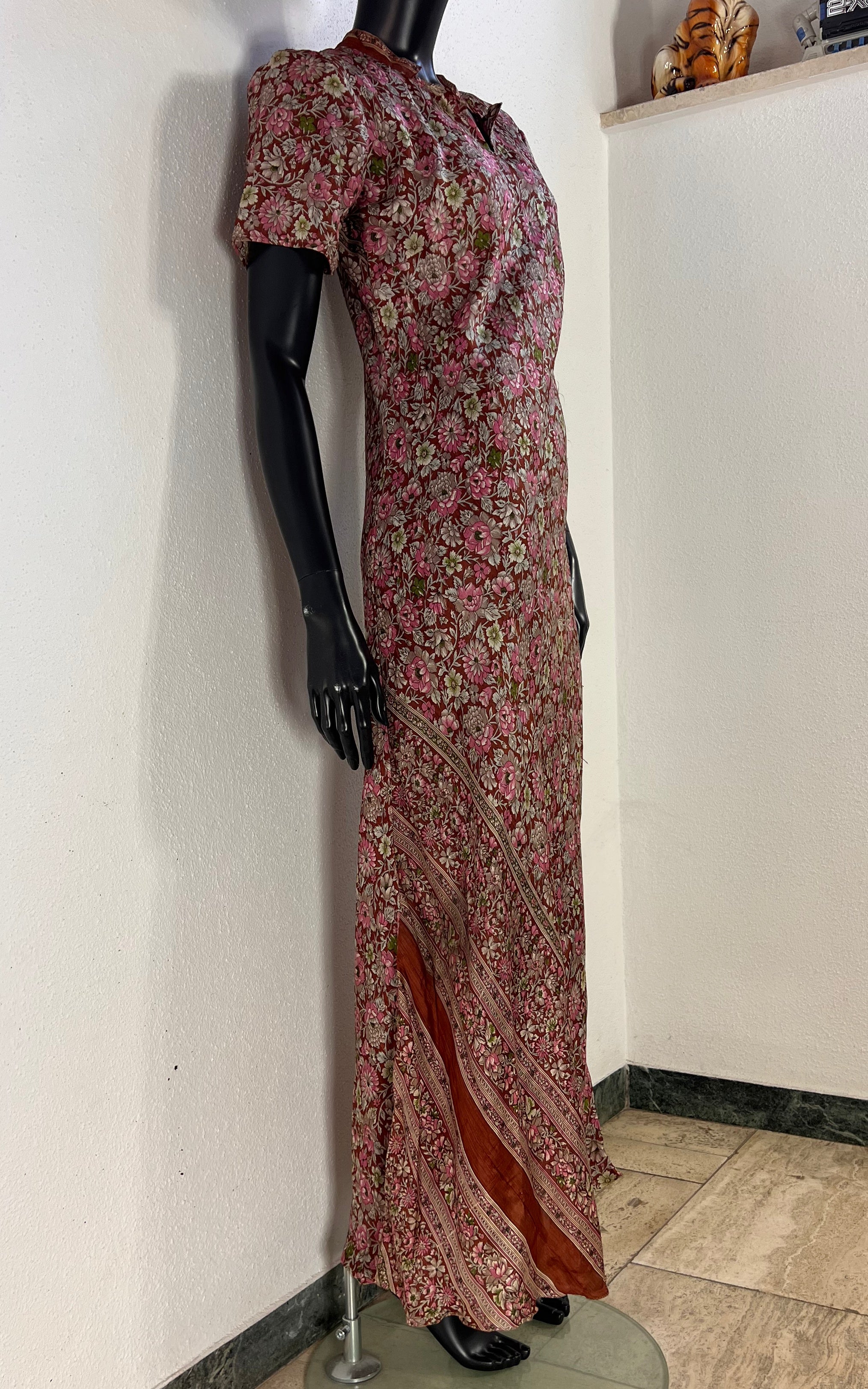 Recycled Sari-Silk Maxi Bias Cut Dress