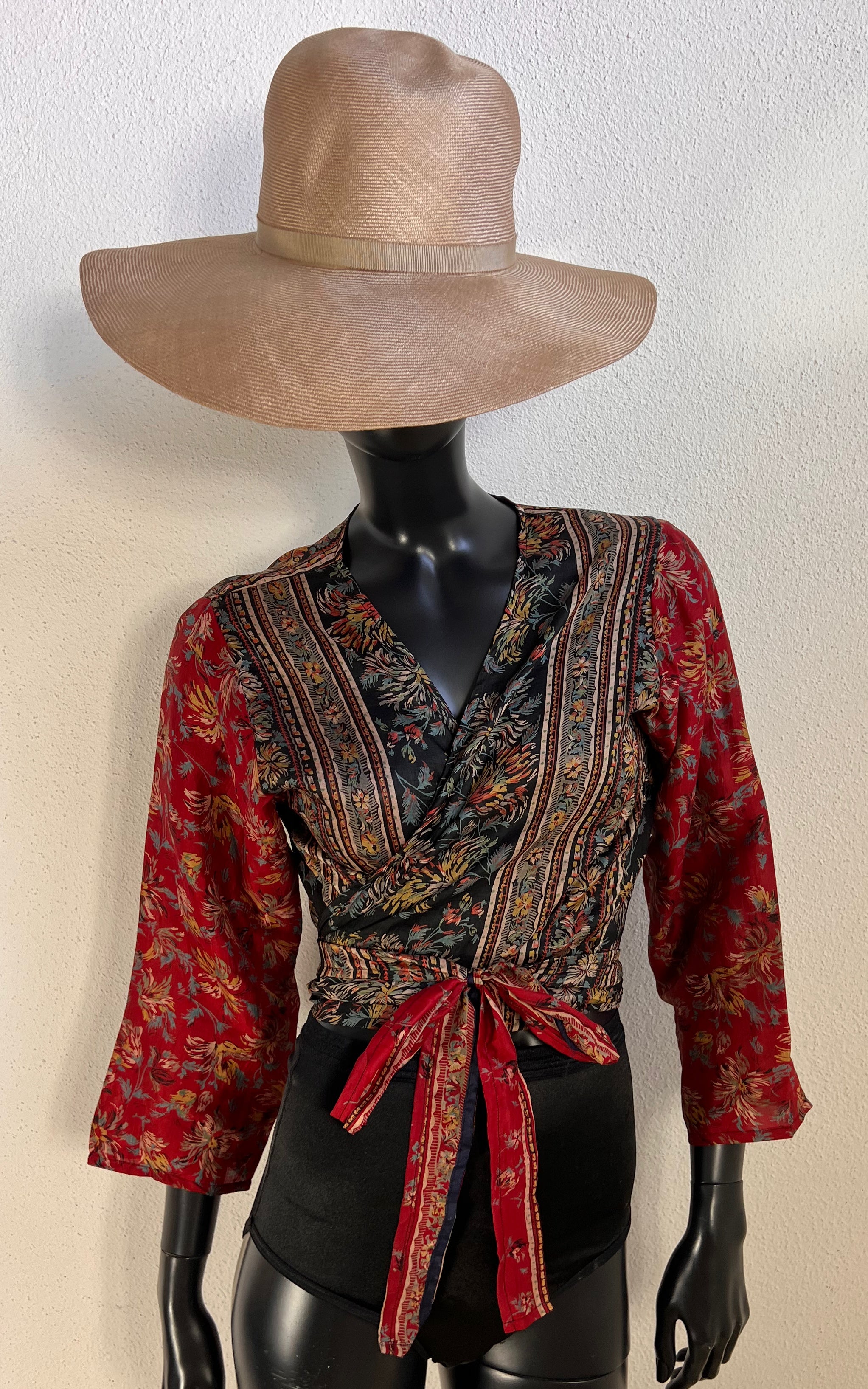 Recycled Sari-Silk Cropped Wrap Shirt
