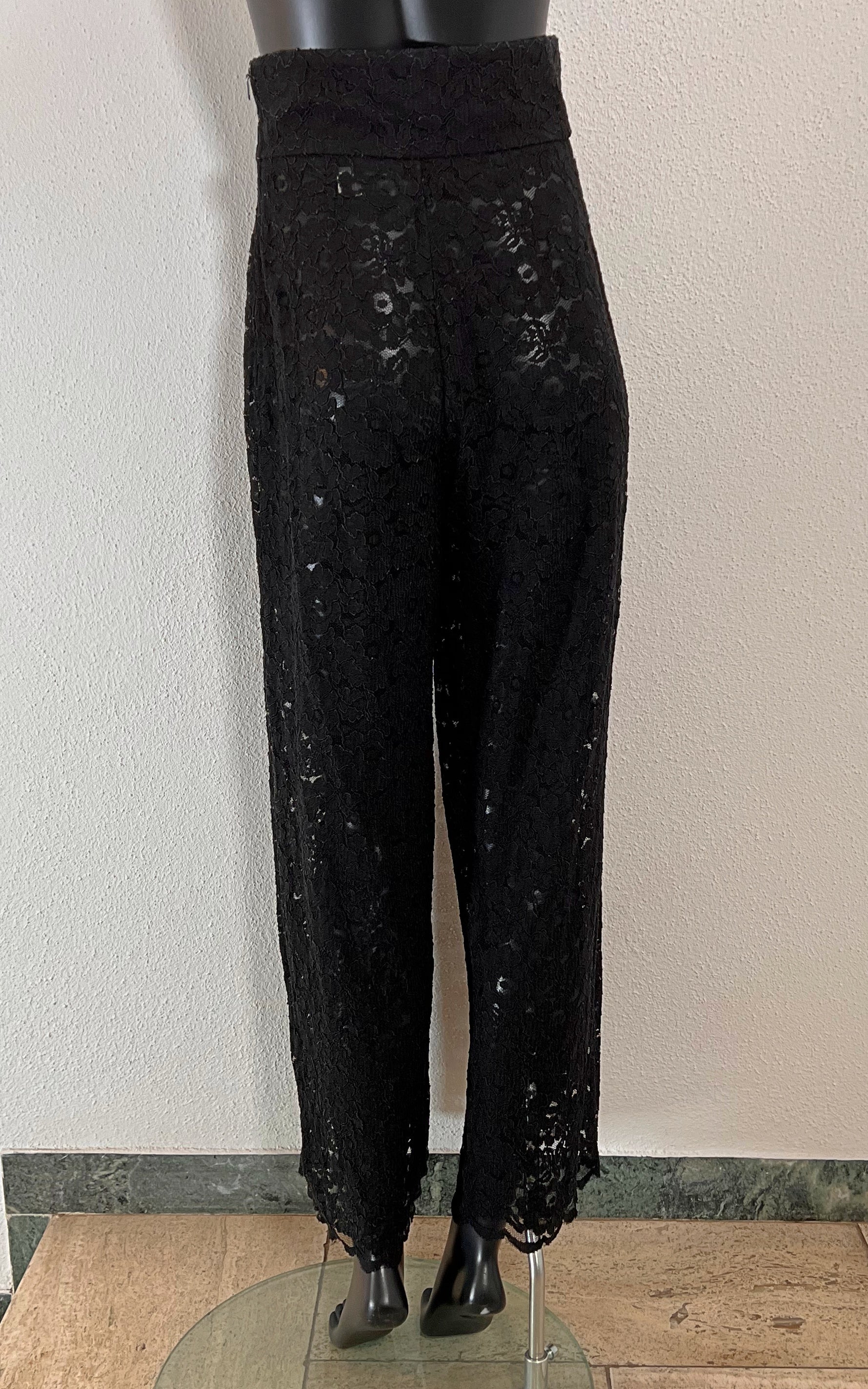 Pantaloni vintage in pizzo trasparente Vera Mont