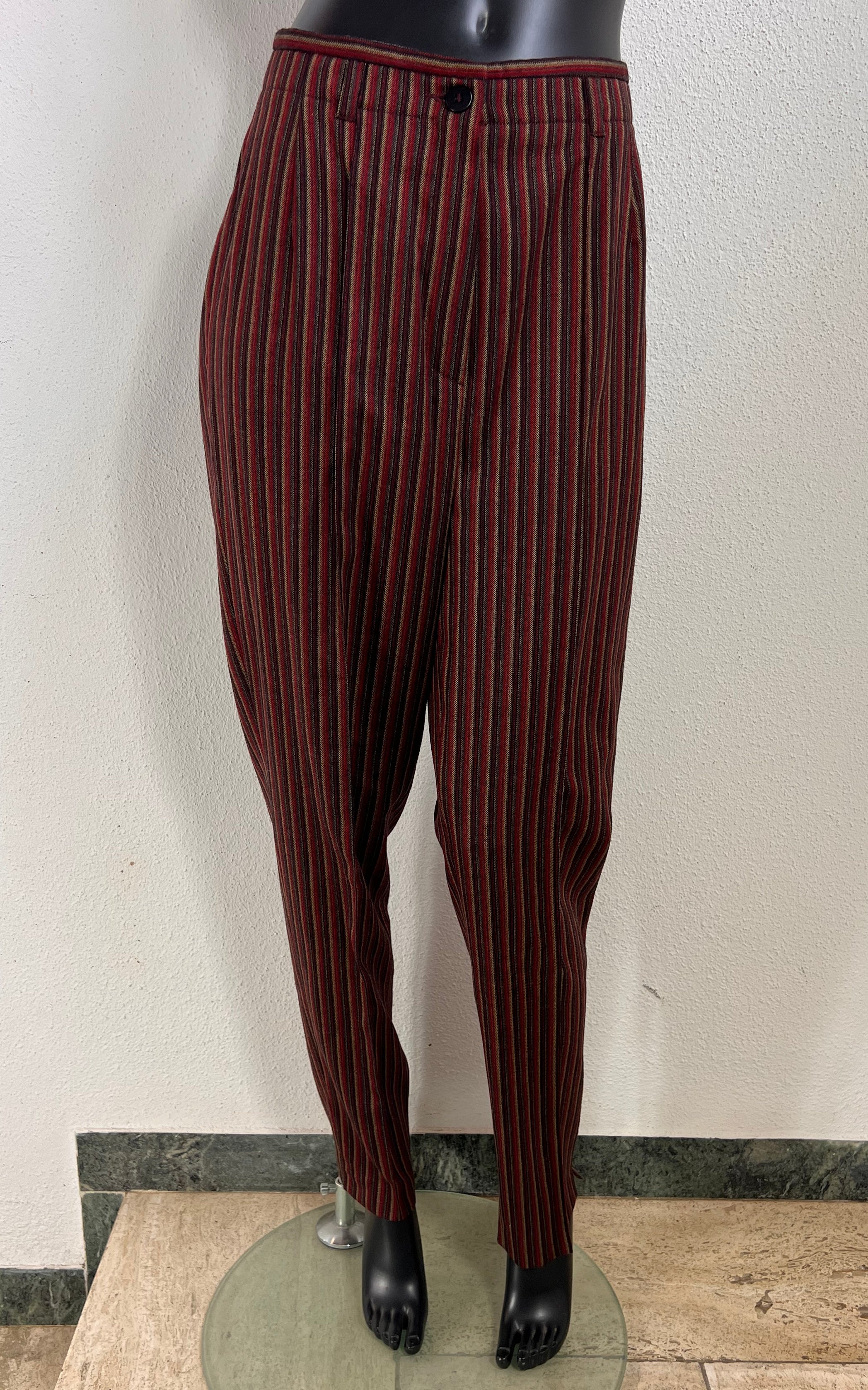Elegance Paris Striped Virgin Wool Trousers