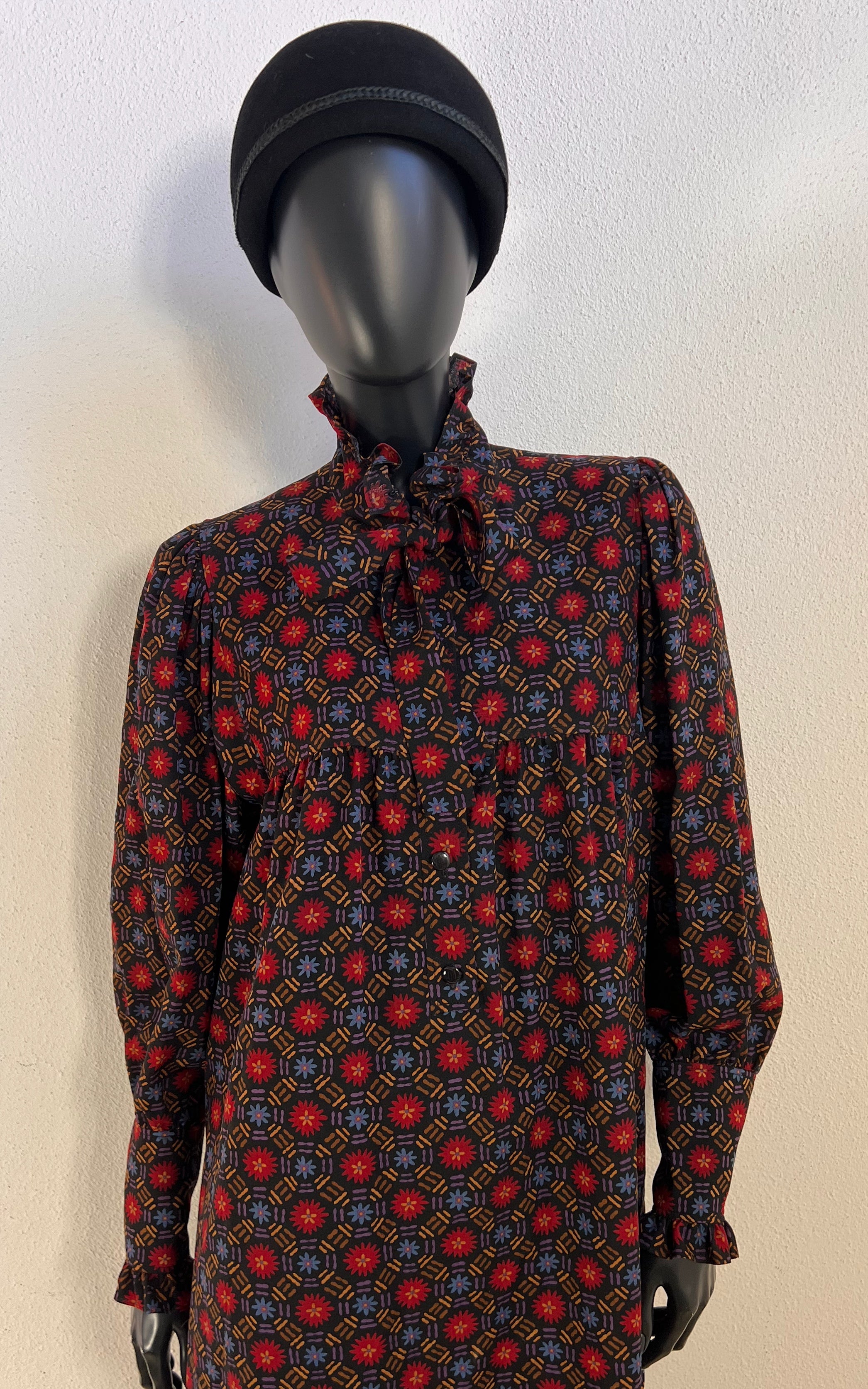 Fall 1980 Yves Saint Laurent Rive Gauche Floral Dress