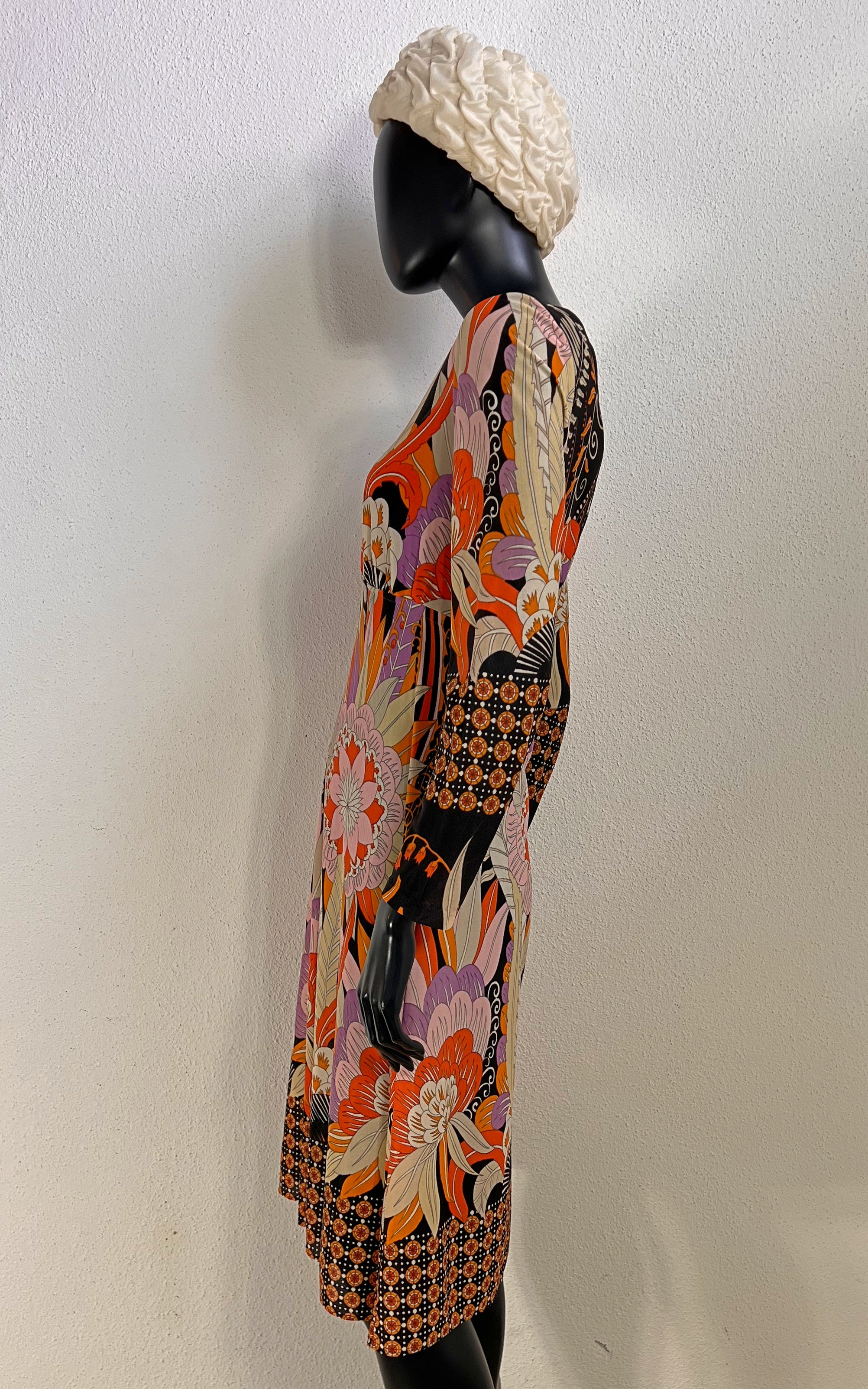 Vintage 1970s Arnel Psychedelic Floral Dress