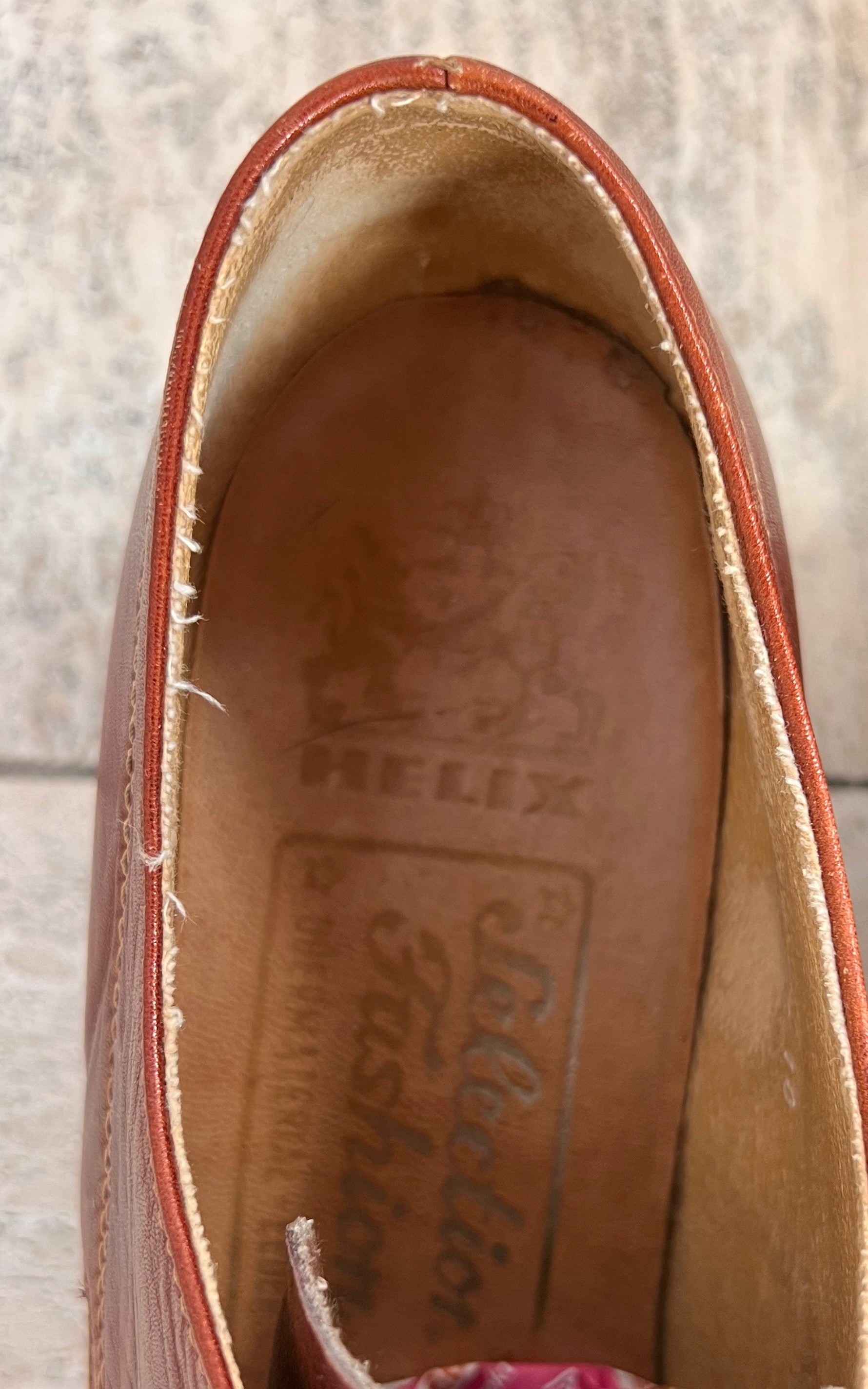 Vintage MENS 1970s Helix Brown Leather Lace-Up Shoes 43