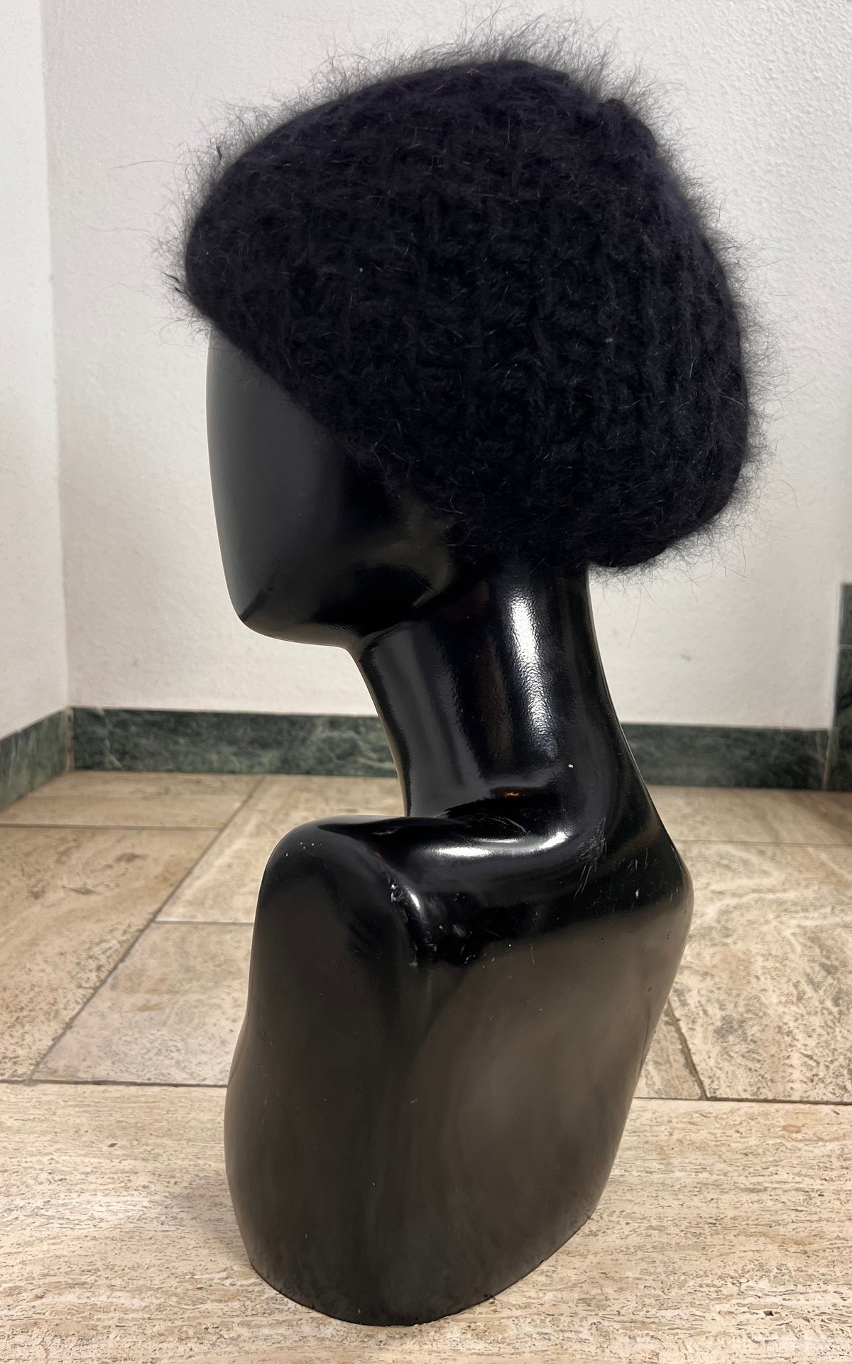 Vintage Black Angora Blend Beret