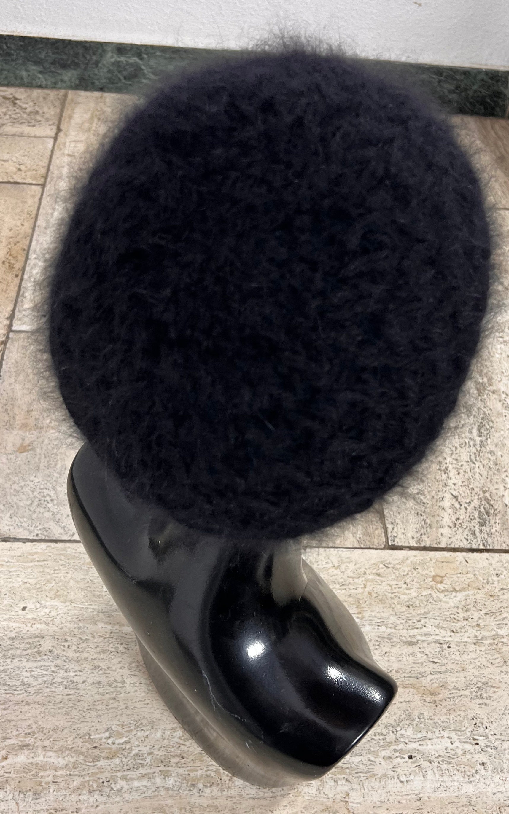 Vintage Black Angora Blend Beret