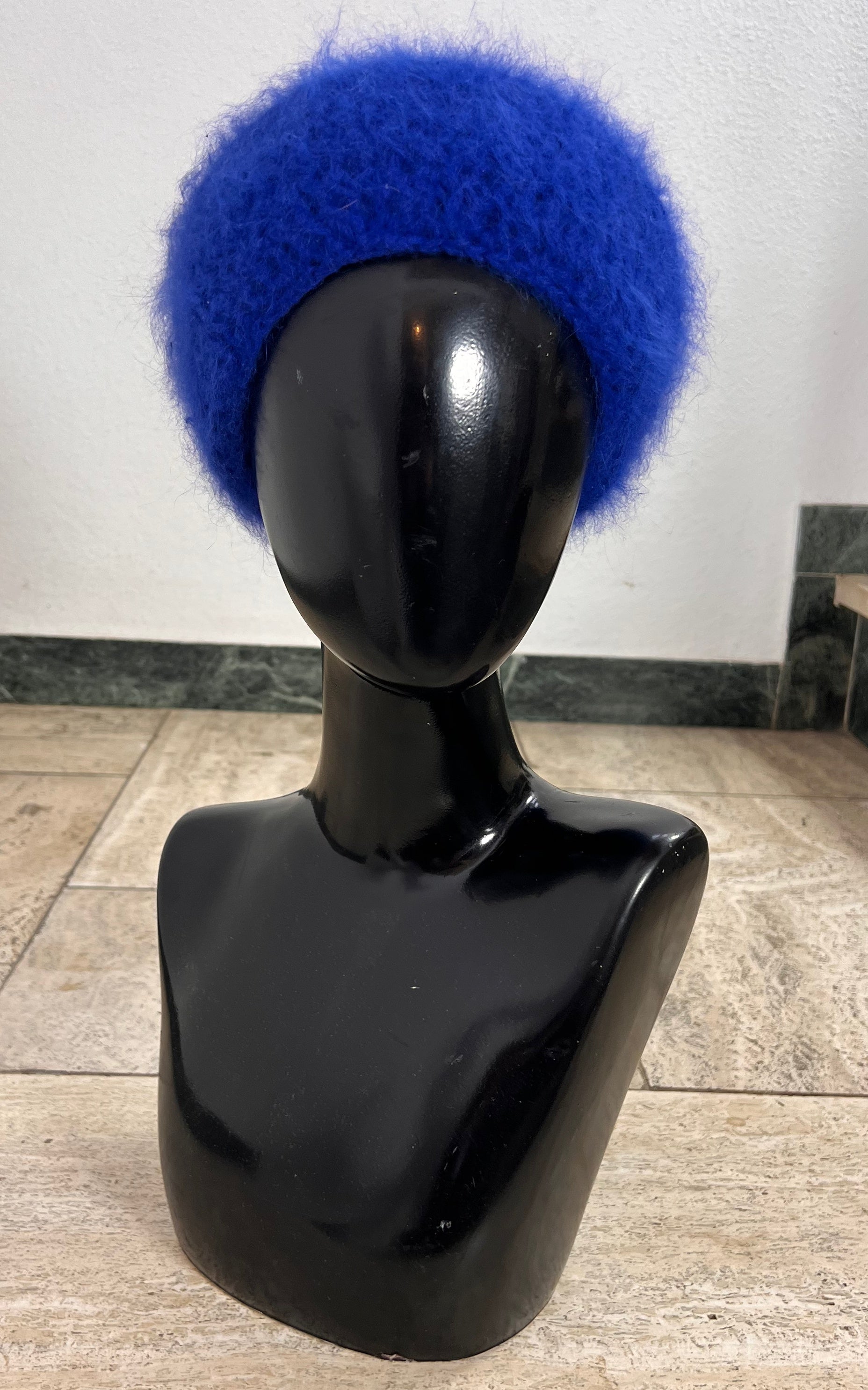 Vintage Cobalt Blue Angora-Blend Beret